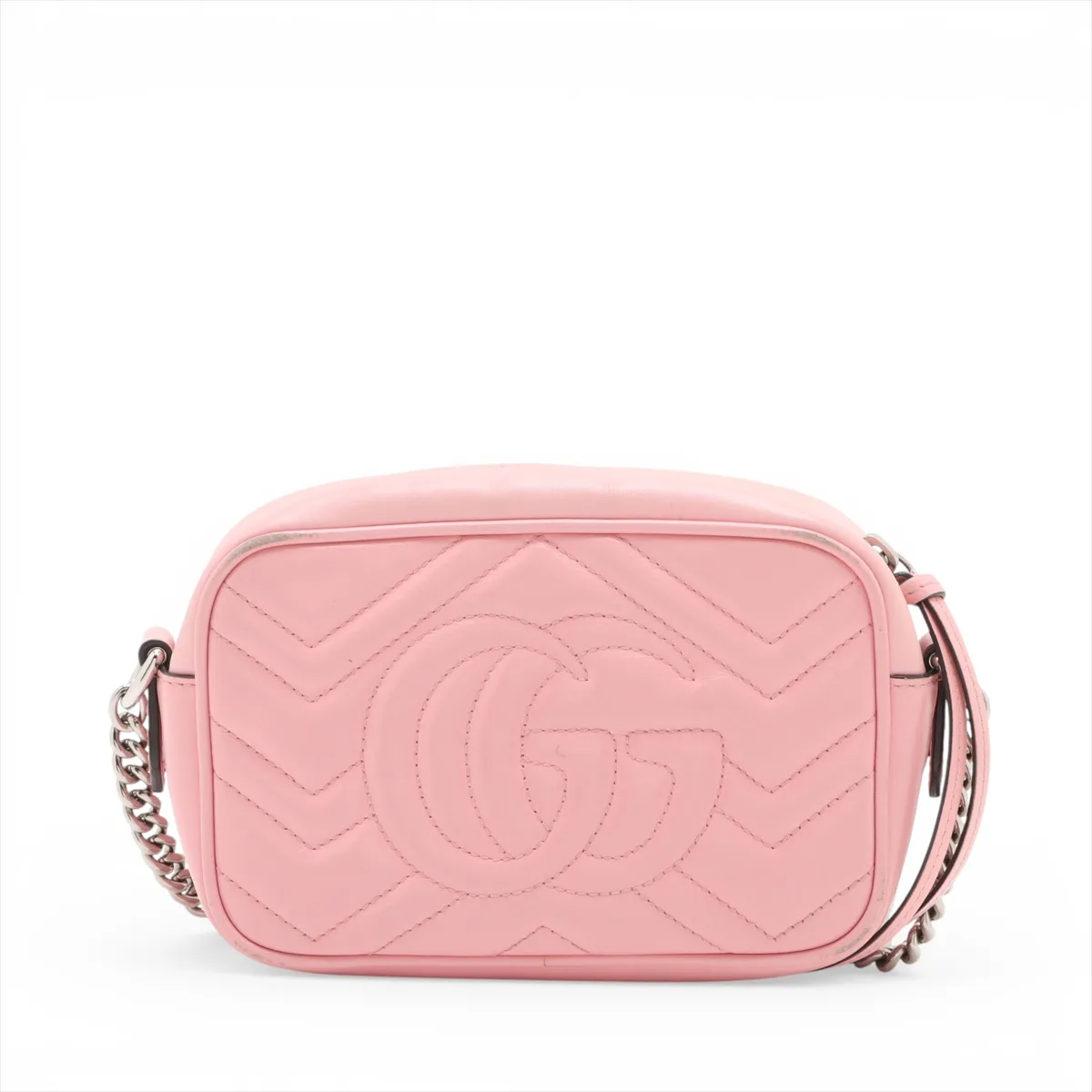 GG Marmont Leather Chain Shoulder Bag, Pink, 634936 — view 2