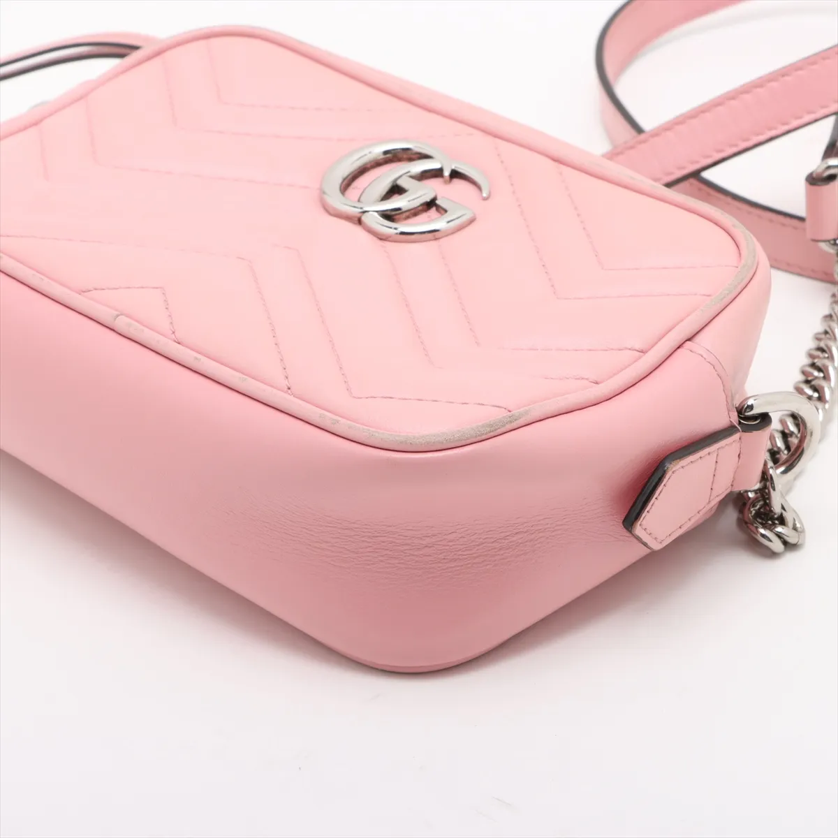 GG Marmont Leather Chain Shoulder Bag, Pink, 634936 — view 3