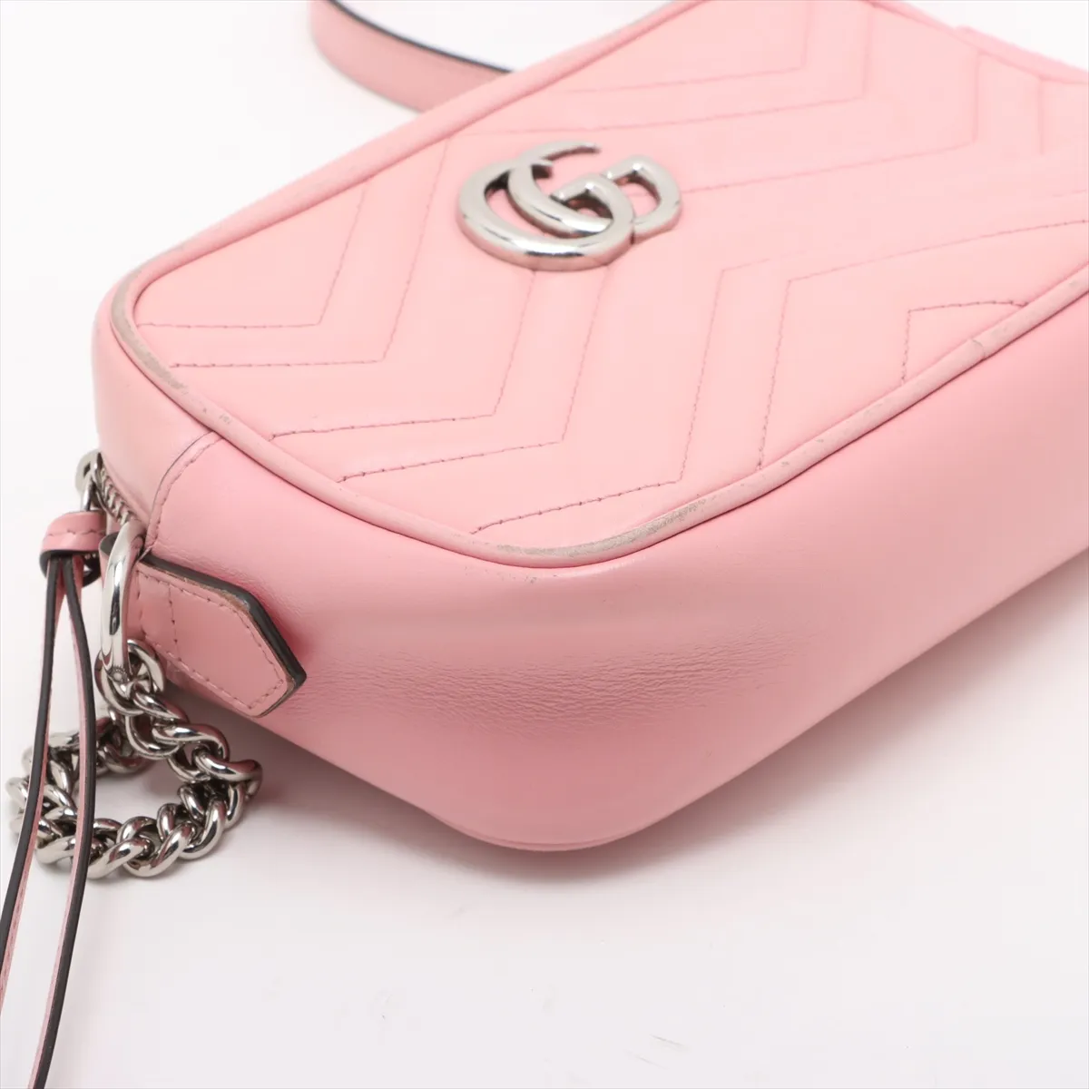 GG Marmont Leather Chain Shoulder Bag, Pink, 634936 — view 4