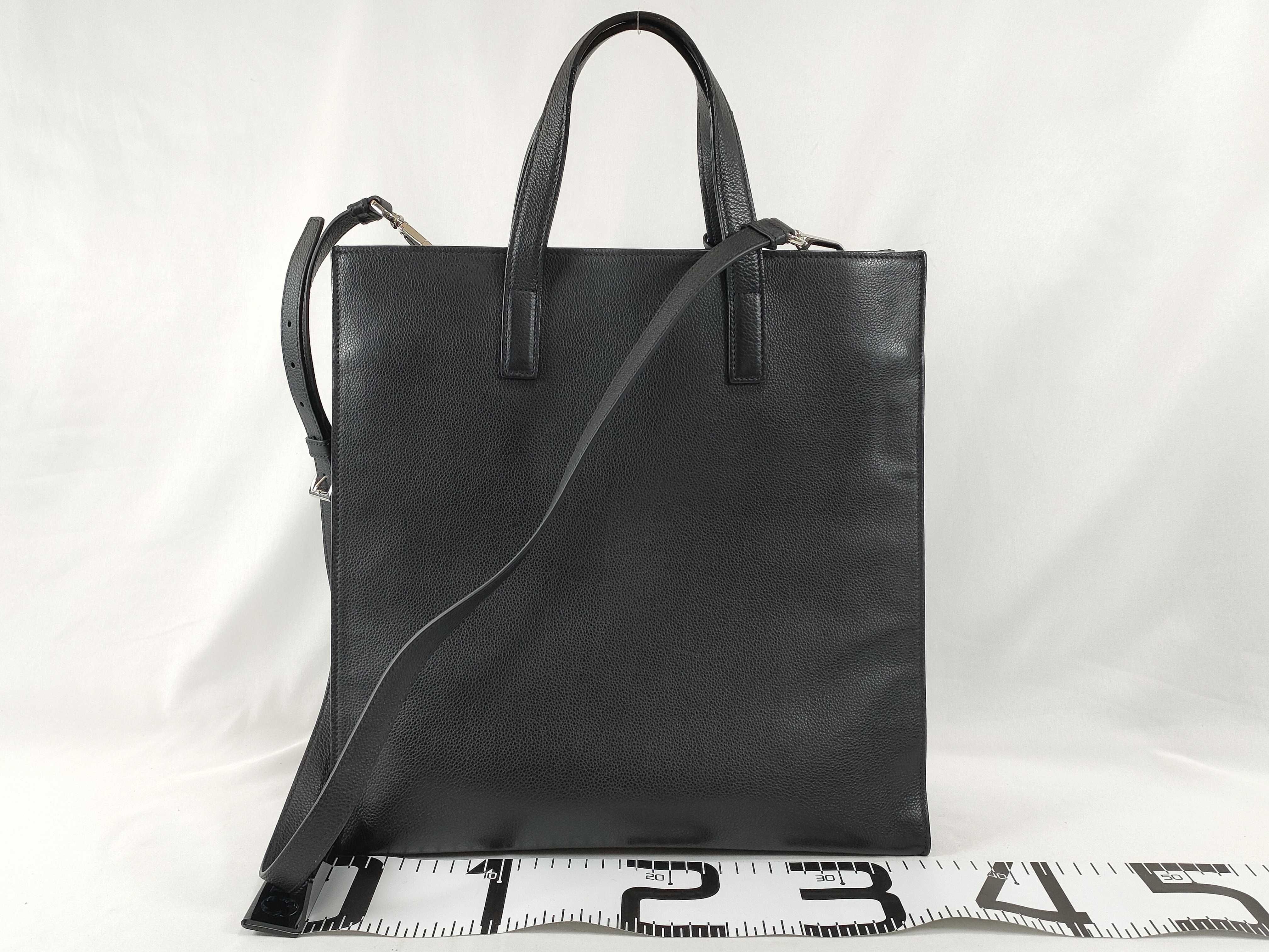 Saffiano Leather Tote Bag, Black Tote Bag — view 2