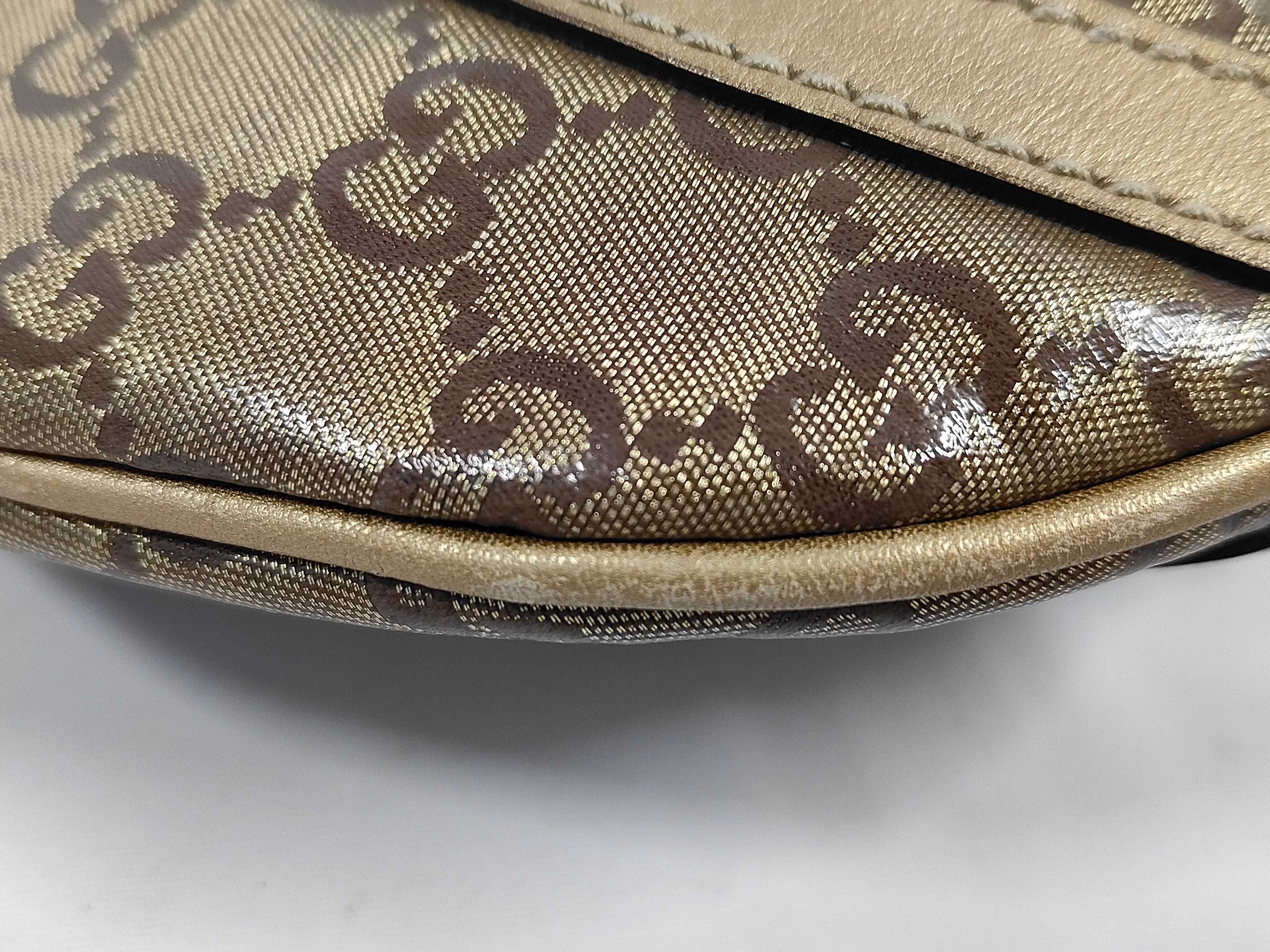Gold Crystal Leather GG Monogram D-Ring Crossbody Bag (Shoulder Bag) — view 3