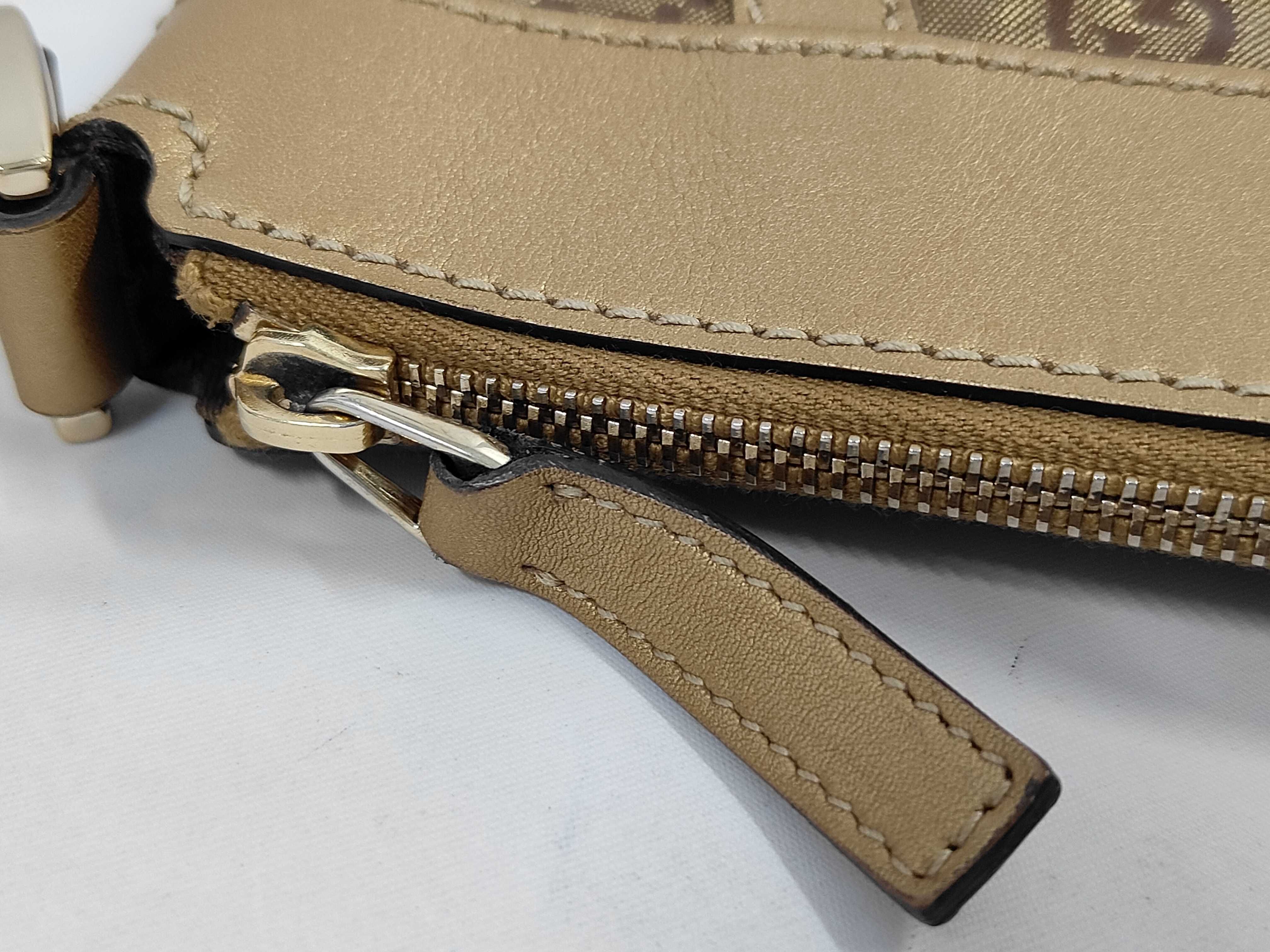 Gold Crystal Leather GG Monogram D-Ring Crossbody Bag (Shoulder Bag) — view 7