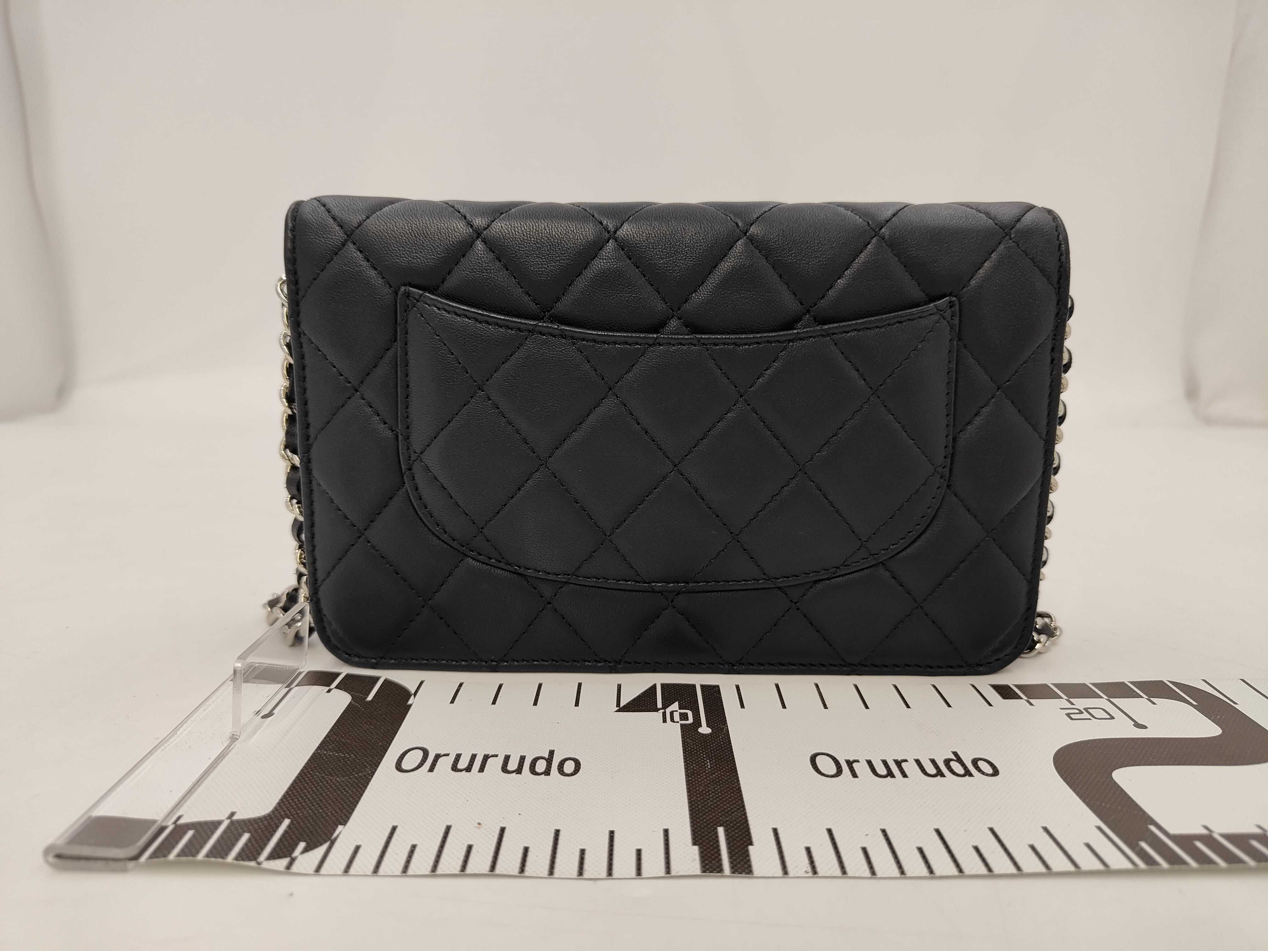 Matelassé Chain Wallet, Lambskin, Black, Serial Number 16, Silver Hardware, Shoulder Bag — view 2