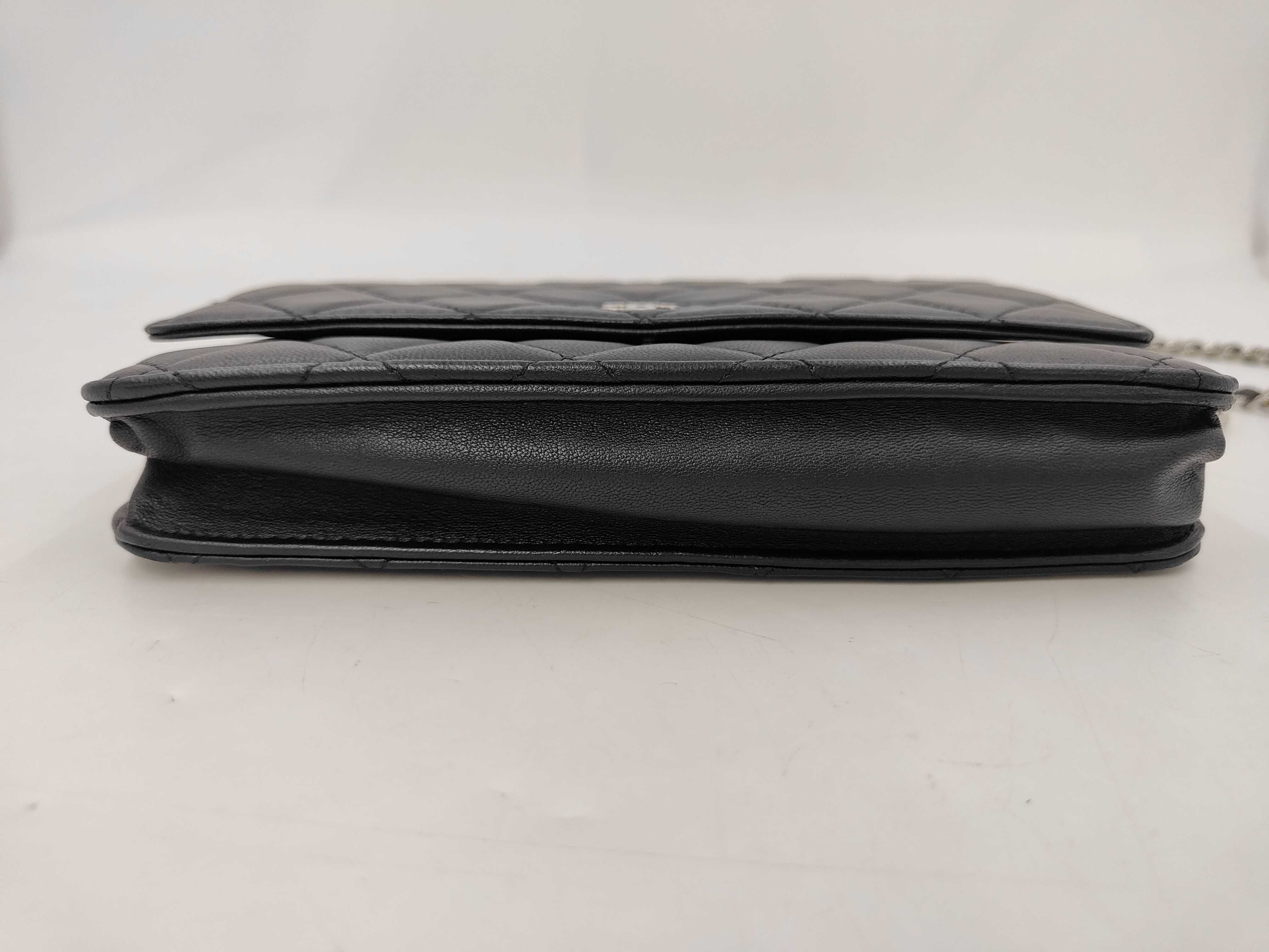 Matelassé Chain Wallet, Lambskin, Black, Serial Number 16, Silver Hardware, Shoulder Bag — view 6