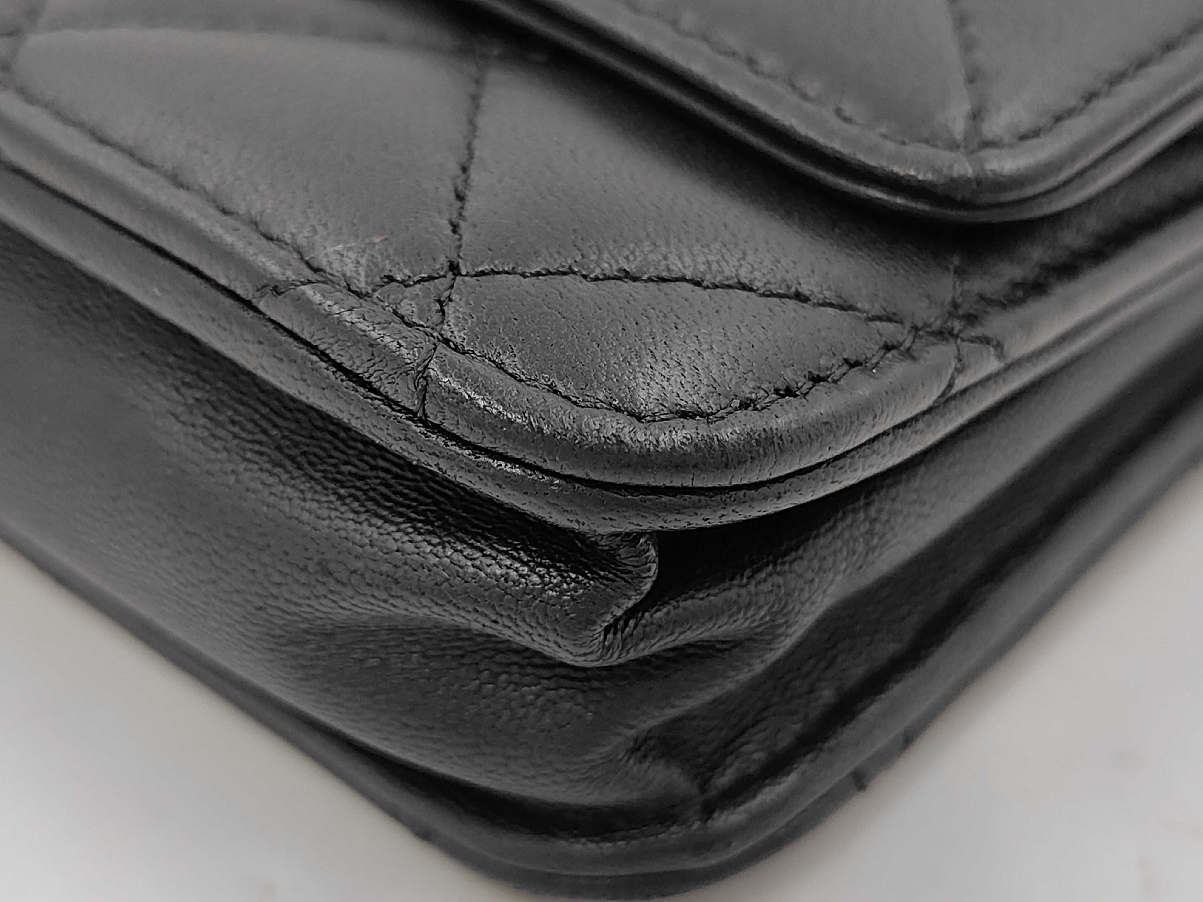 Matelassé Chain Wallet, Lambskin, Black, Serial Number 16, Silver Hardware, Shoulder Bag — view 7