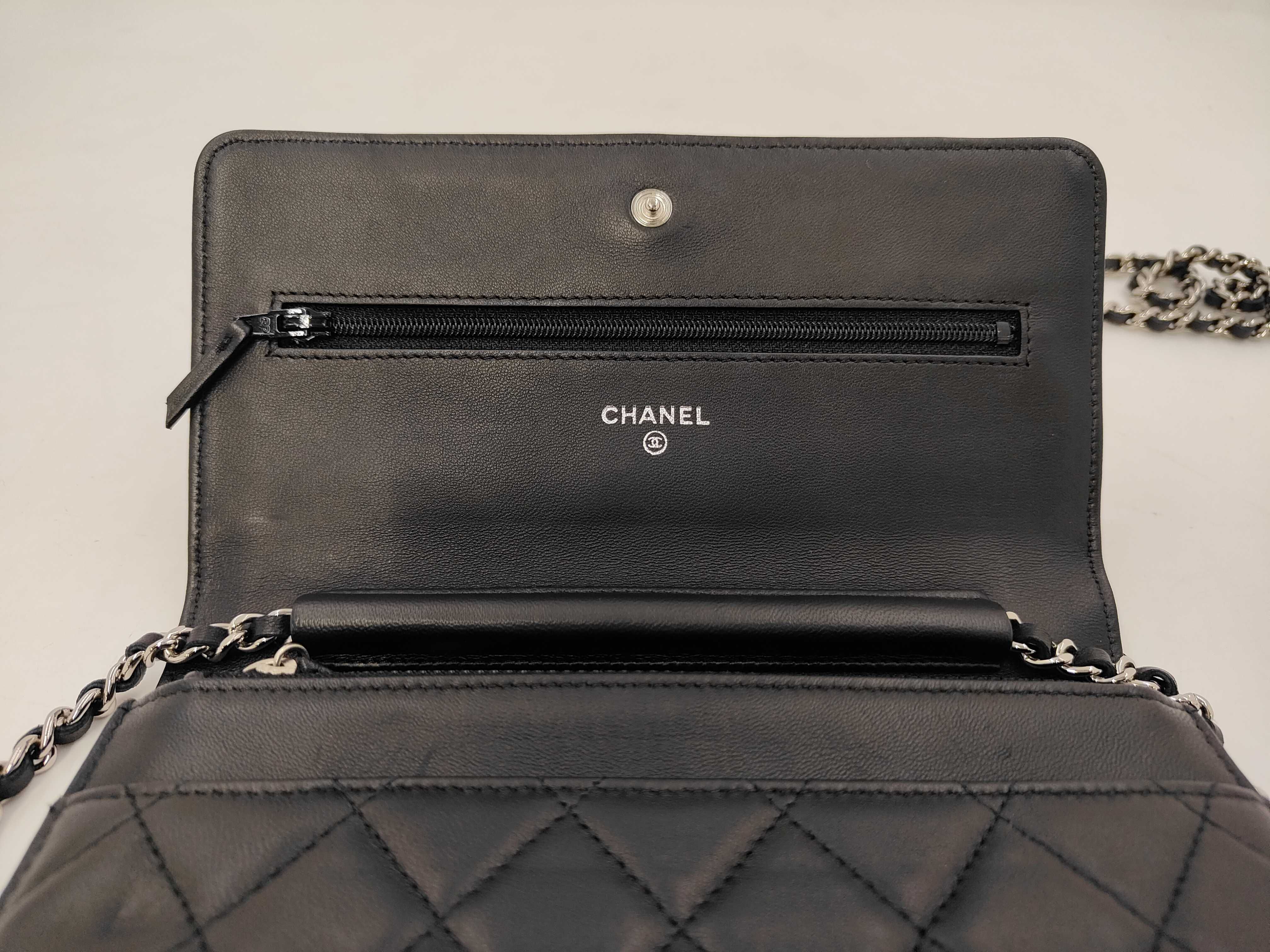 Matelassé Chain Wallet, Lambskin, Black, Serial Number 16, Silver Hardware, Shoulder Bag — view 8