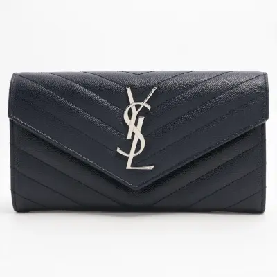 Cassandra GUE372264 Leather Long Wallet Navy