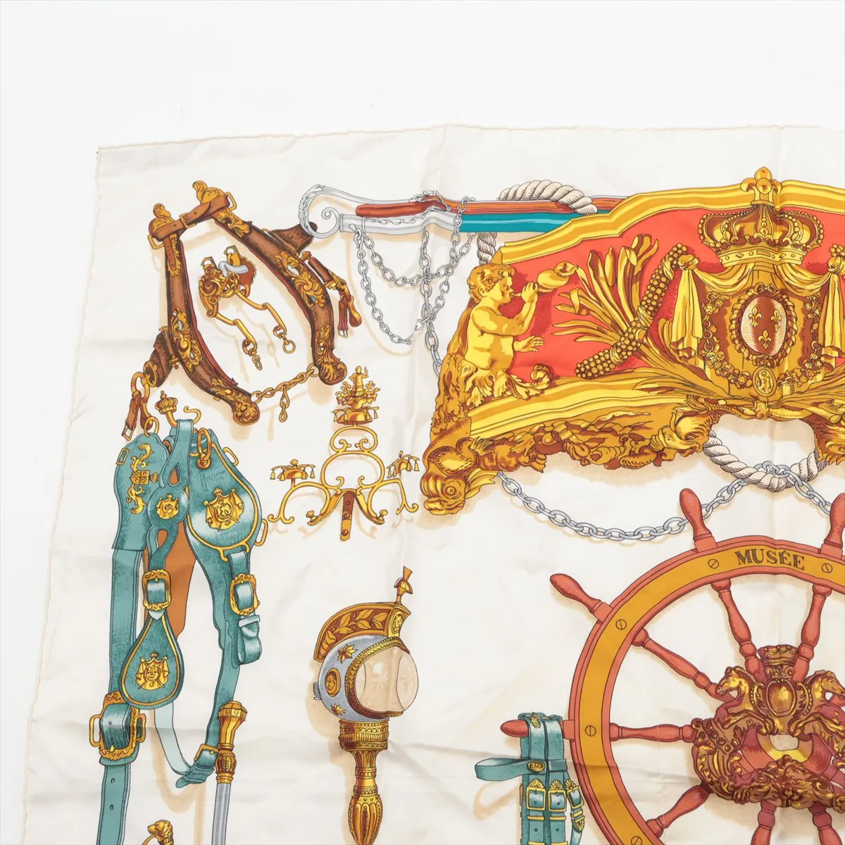 Carre 90 BATEAU A VAPEUR DE JOUFFROY DABBANS 1784 Scarf Silk White — view 2