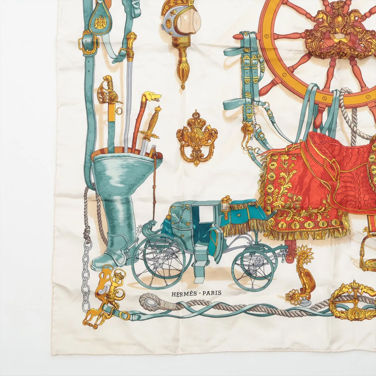 Carre 90 BATEAU A VAPEUR DE JOUFFROY DABBANS 1784 Scarf Silk White — view 5