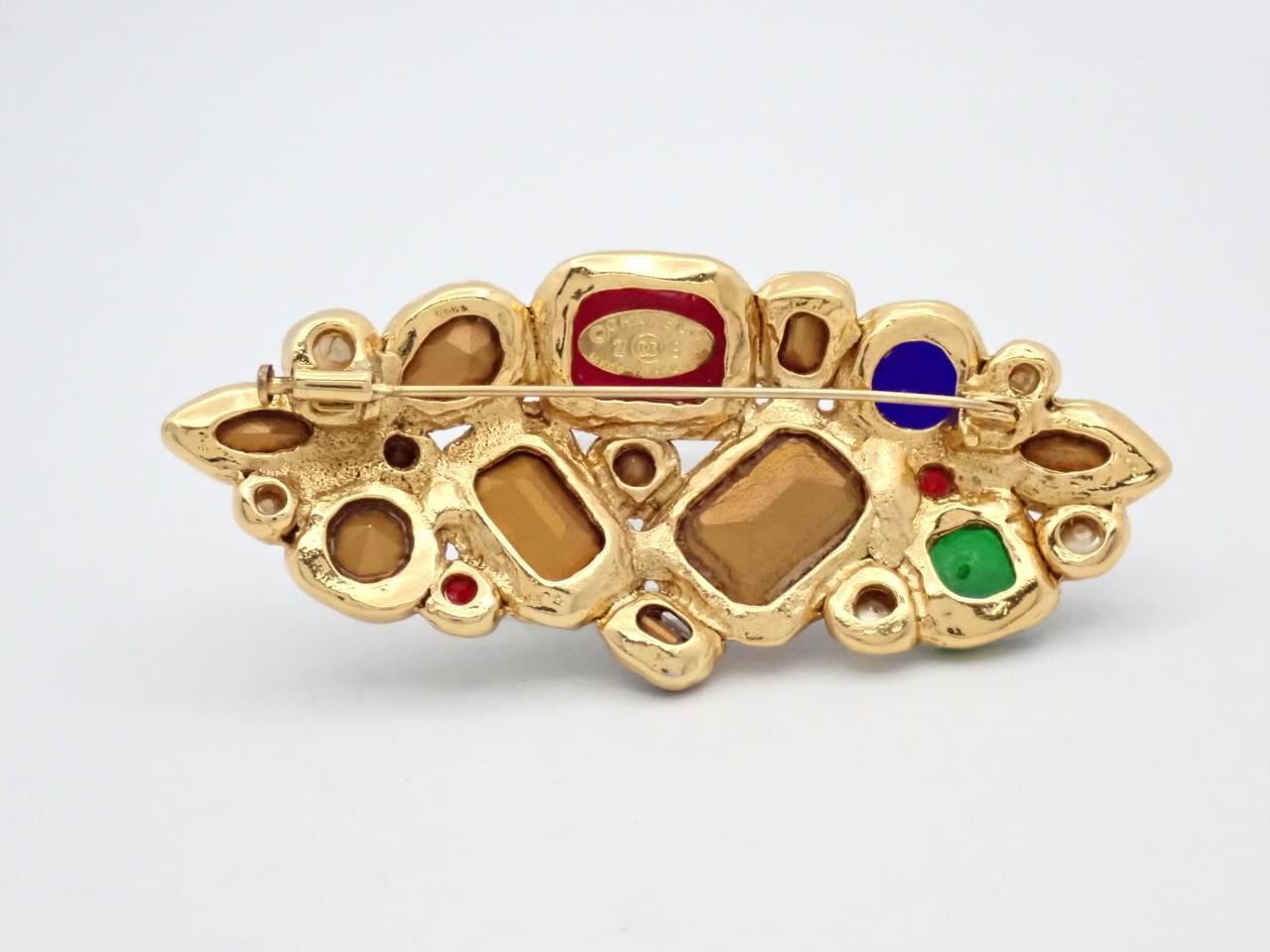 brooch, gold, pearl, colored stone, size 2, size 6 — view 2