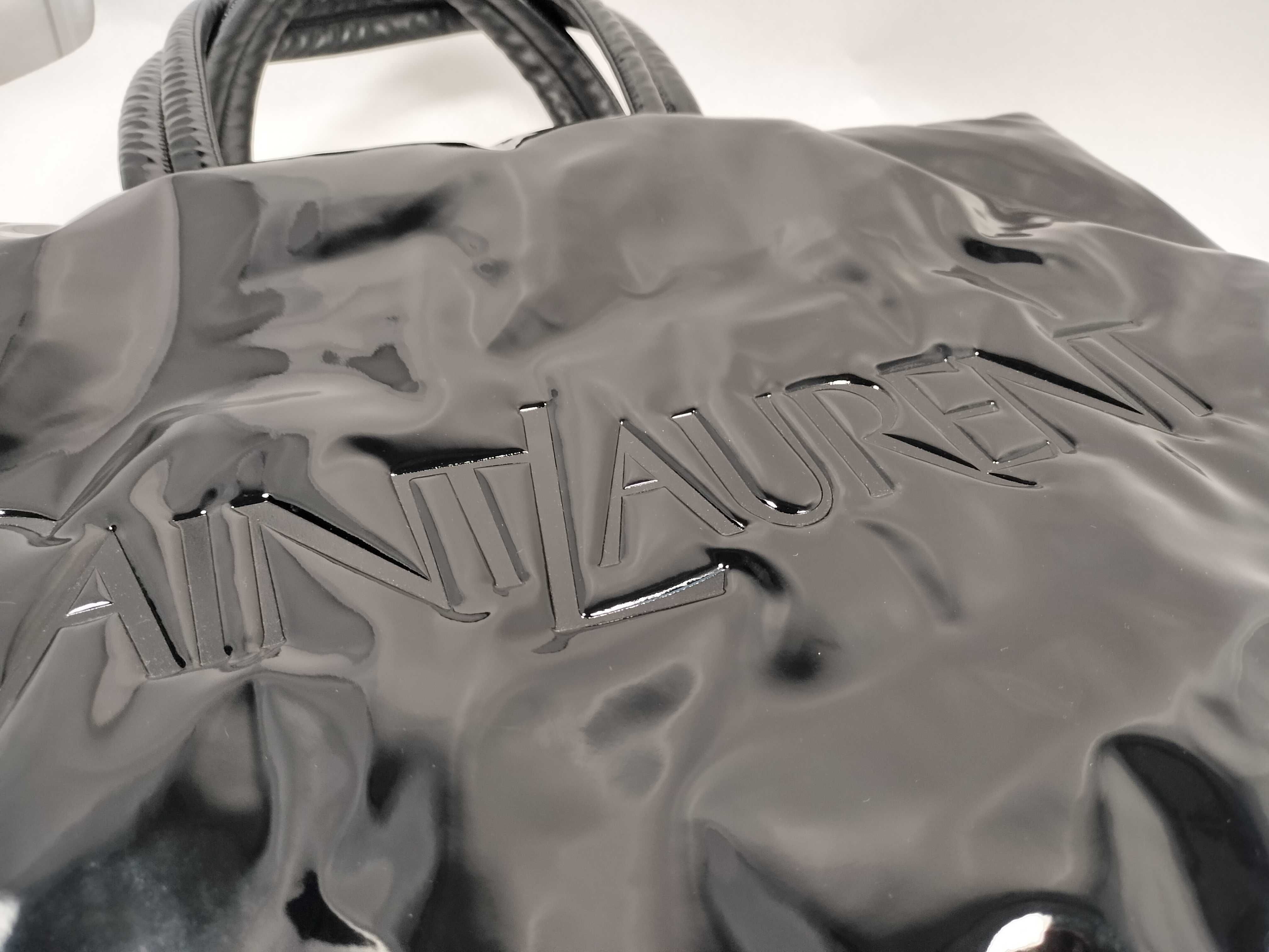 Wide Puffer Tote Bag, Leather, Black Tote Bag — view 13