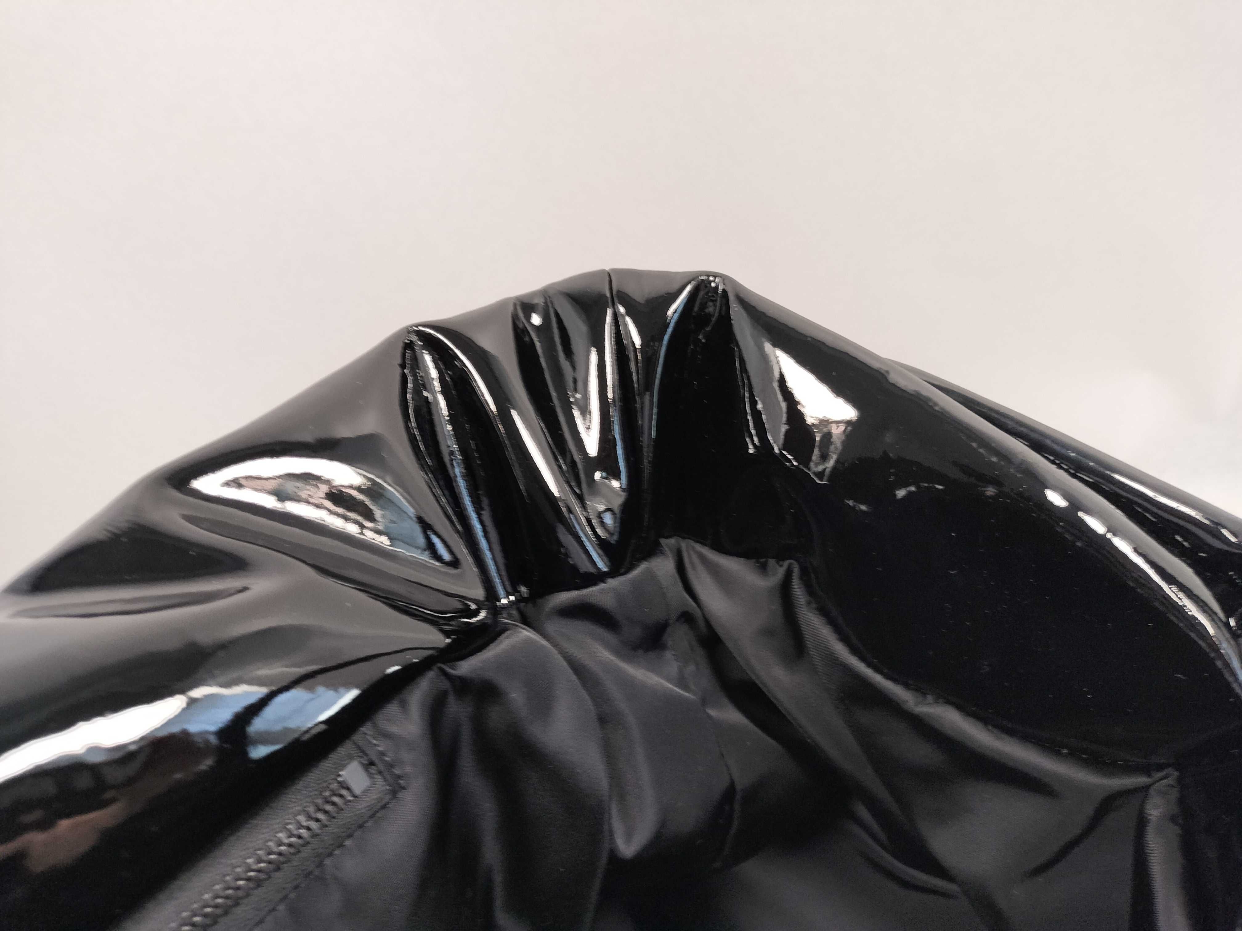 Wide Puffer Tote Bag, Leather, Black Tote Bag — view 8