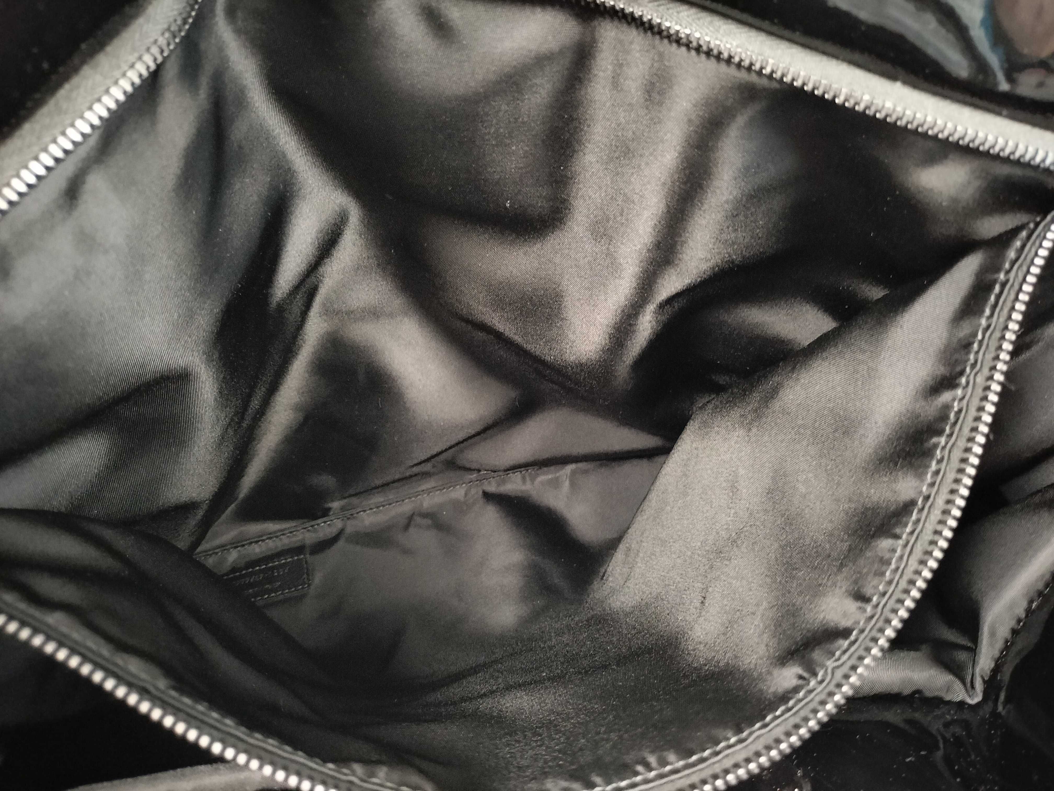 Wide Puffer Tote Bag, Leather, Black Tote Bag — view 10