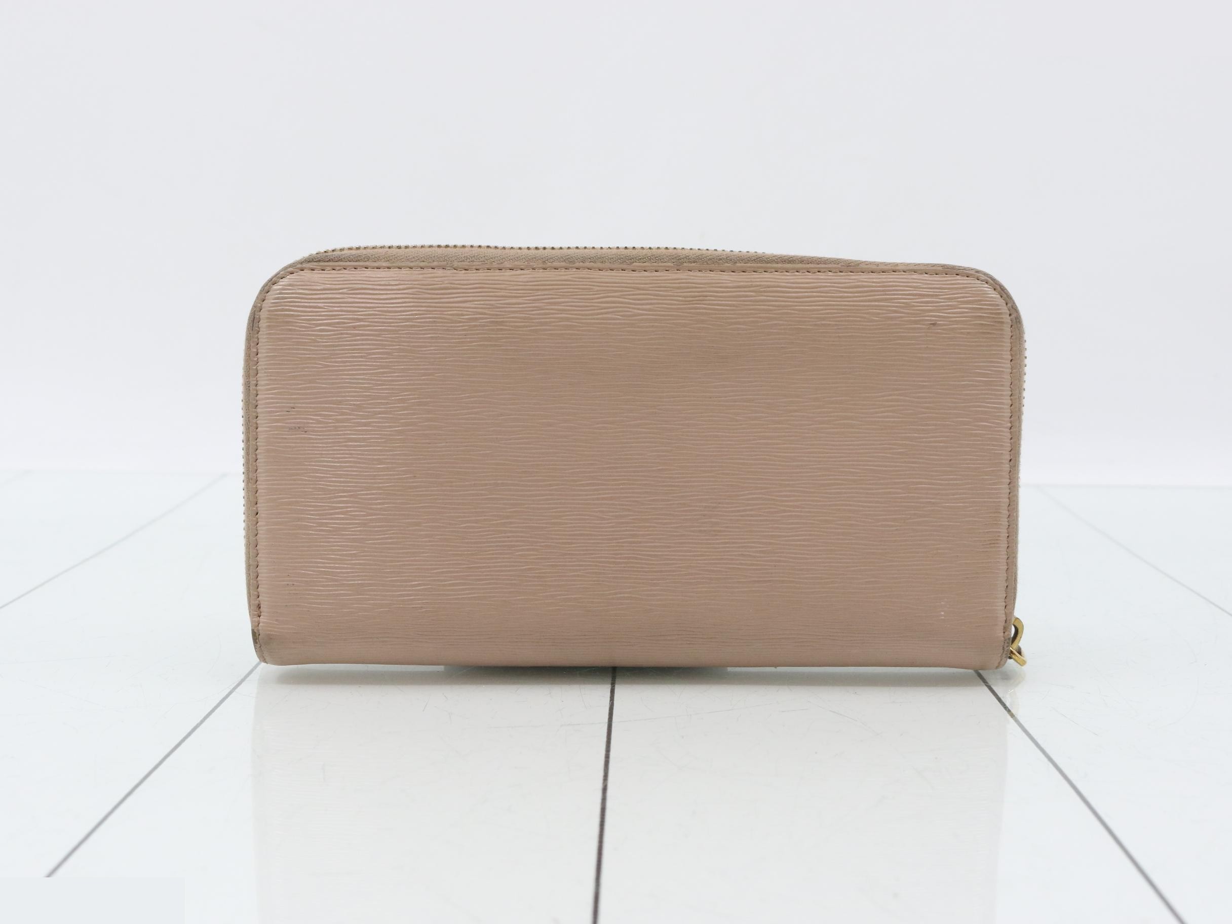 Saffiano Long Wallet, Around Zip, Pink, Size 42 — view 2