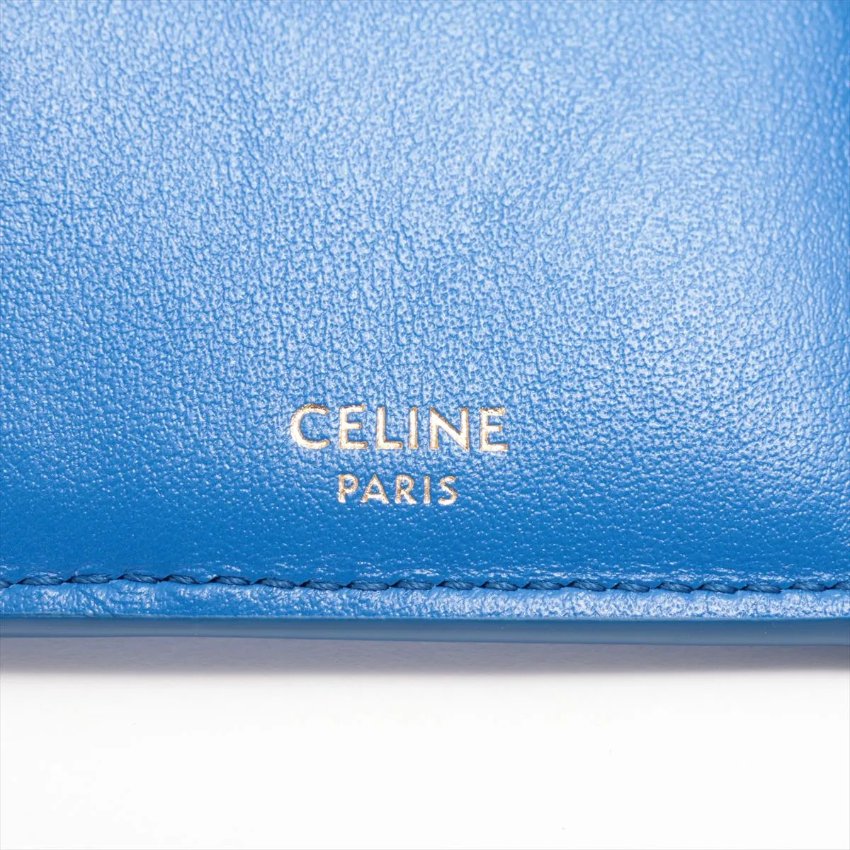 Triomphe Fine Strap Wallet Leather Compact Wallet Blue — view 7