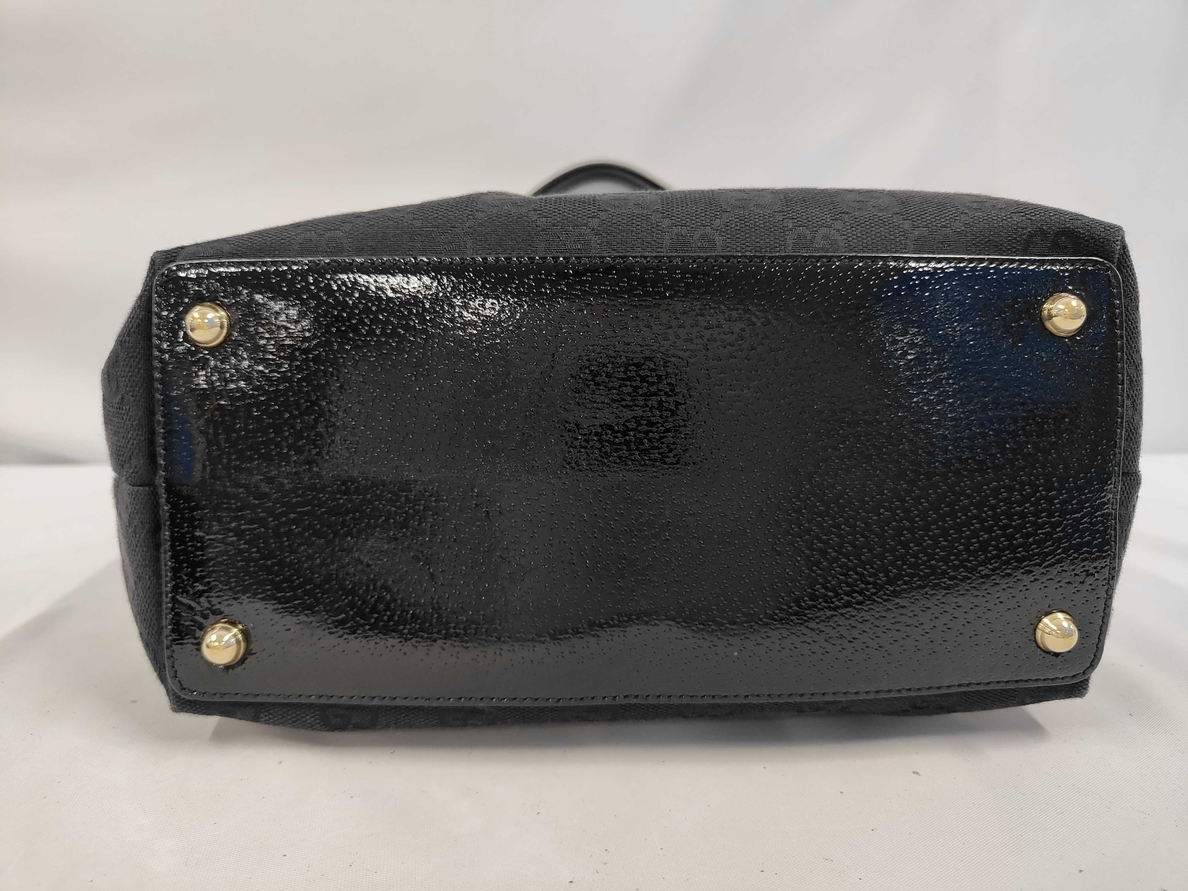 120836 Canvas x Leather GG Canvas Tote Bag Black Gold Hardware with Dust Bag — view 3