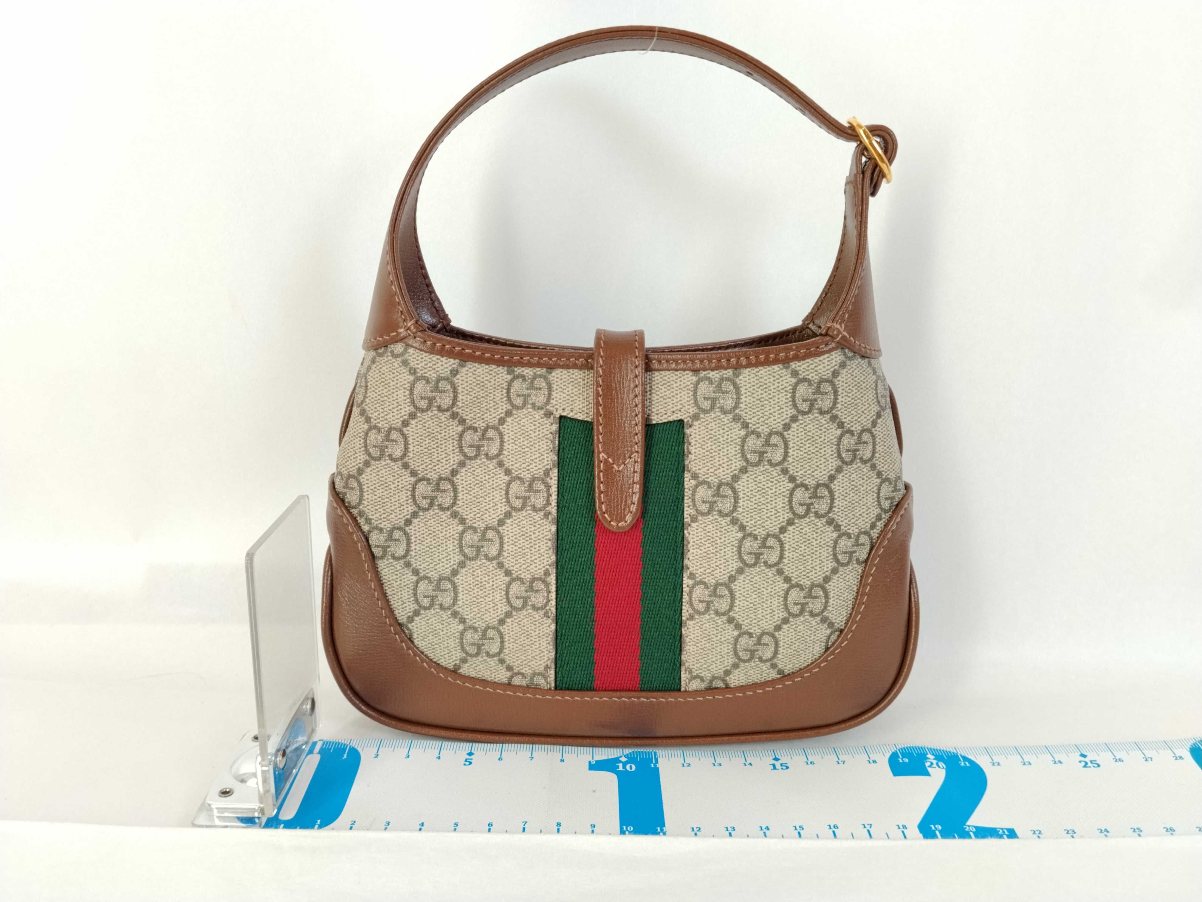 Jackie 1961 Gold Lock Hardware GG All-Over Print Detachable Extension Shoulder Canvas x Leather Underarm Bag Shoulder Bag Handbag — view 2