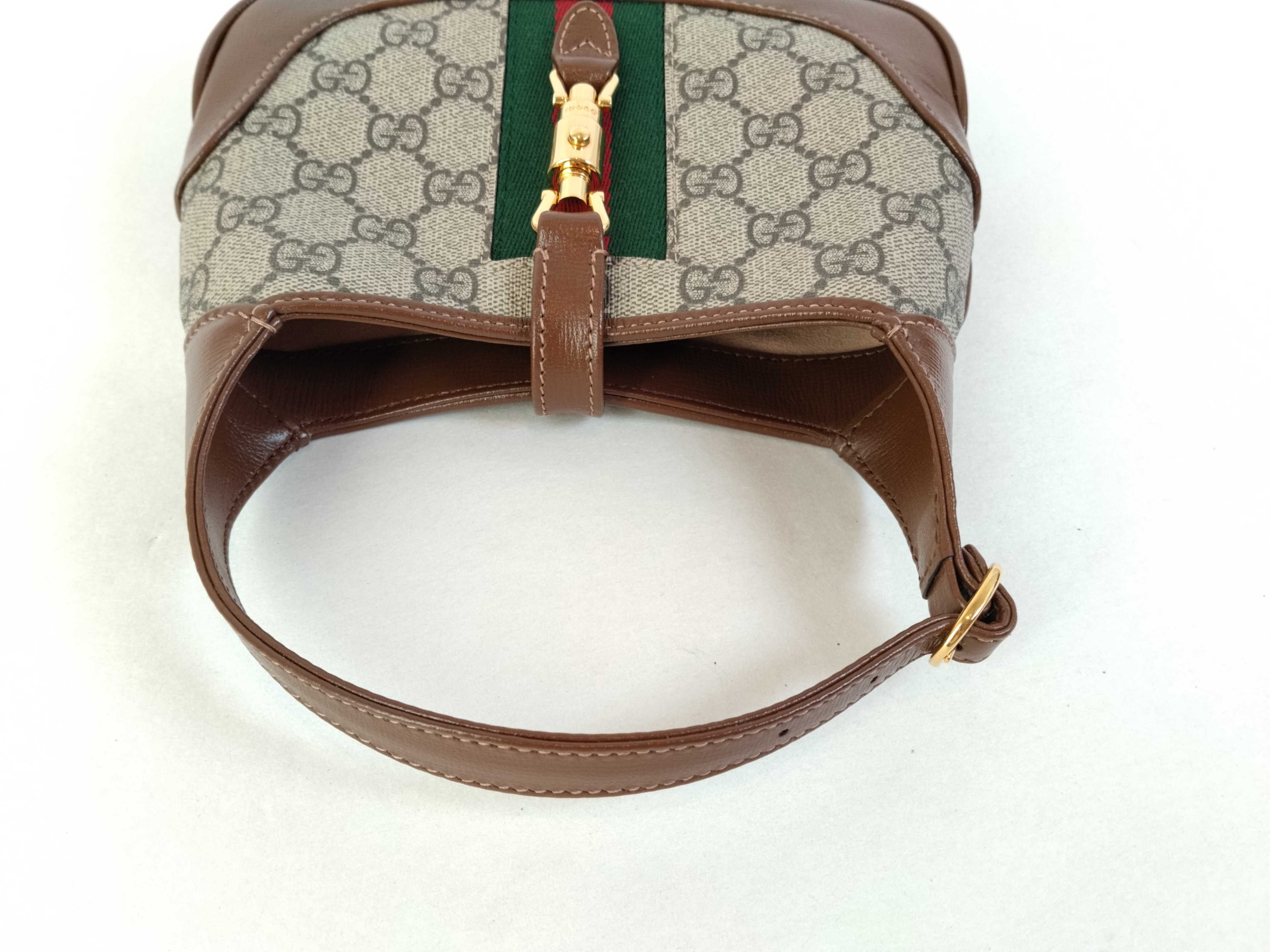 Jackie 1961 Gold Lock Hardware GG All-Over Print Detachable Extension Shoulder Canvas x Leather Underarm Bag Shoulder Bag Handbag — view 3