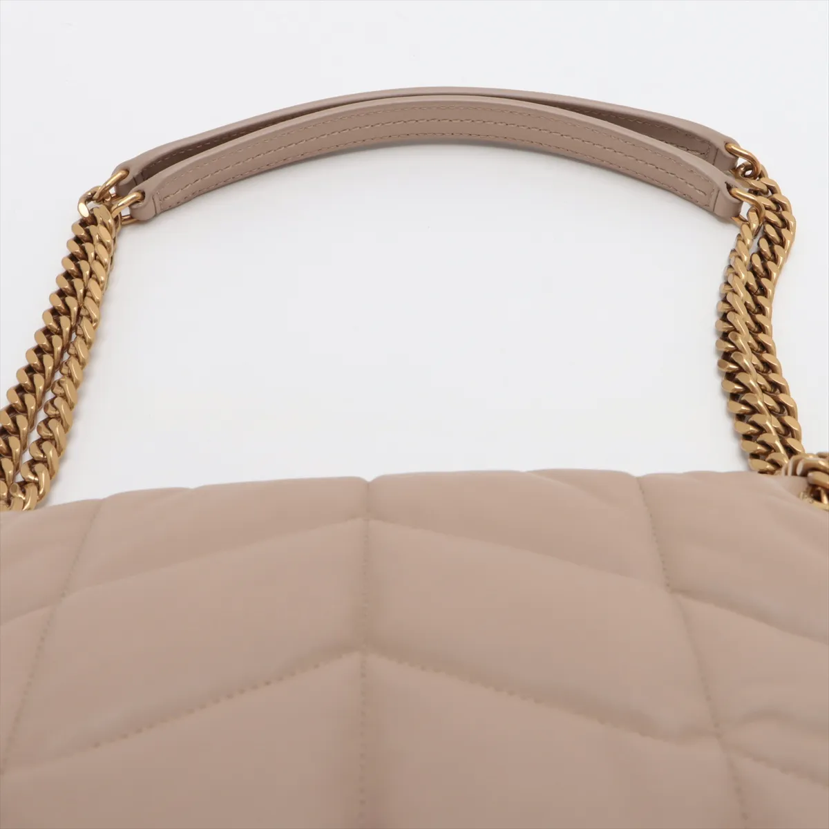 Lulu Puffer Leather Chain Shoulder Bag, Beige, 577476 — view 6