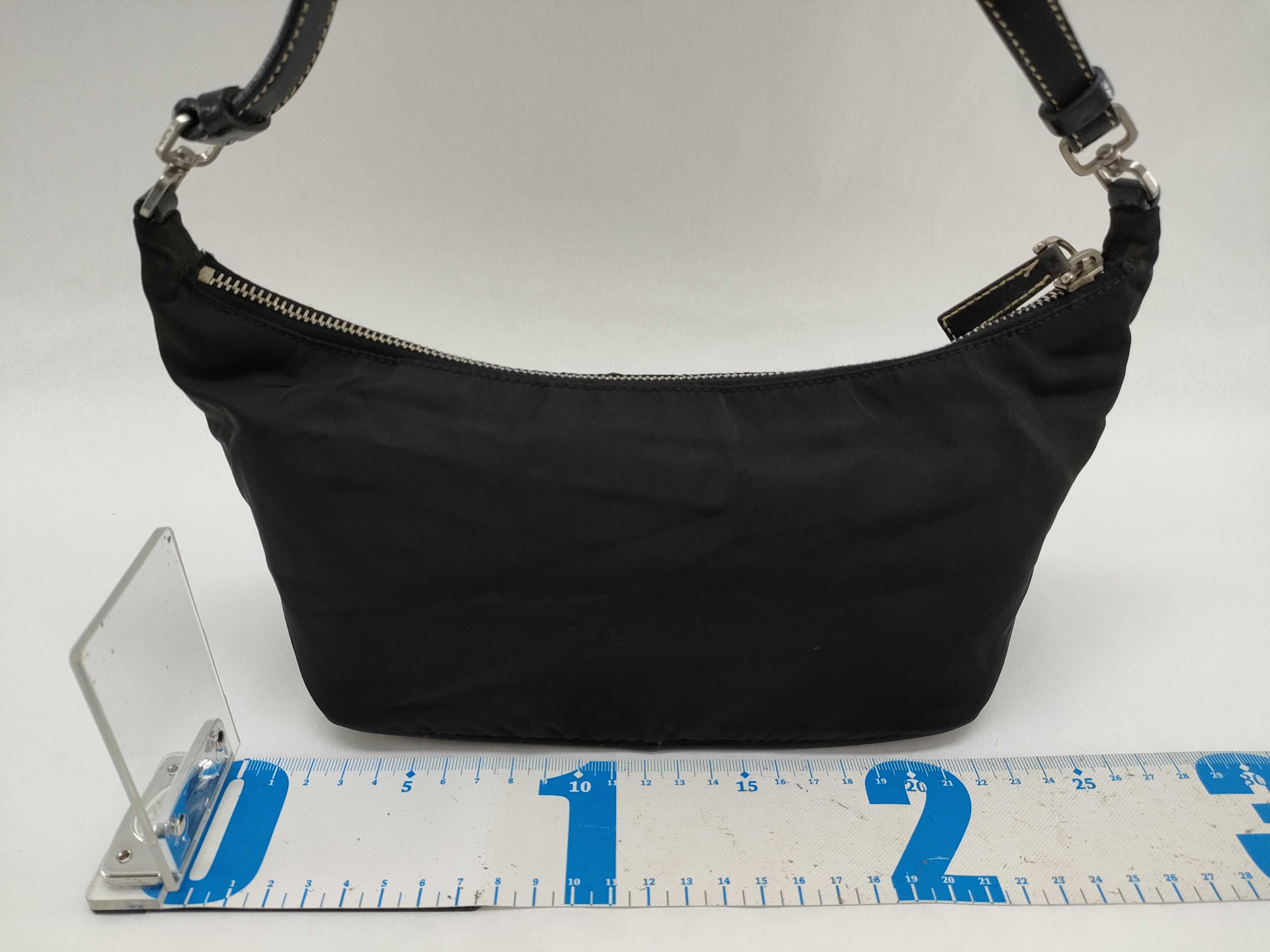 Nylon One-Shoulder Bag with Triangle Logo - Nylon Leather Handbag — view 2