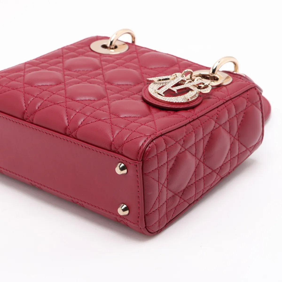 Cannage Lady Dior Mini Leather 2-Way Handbag Red Lucky Star — view 3