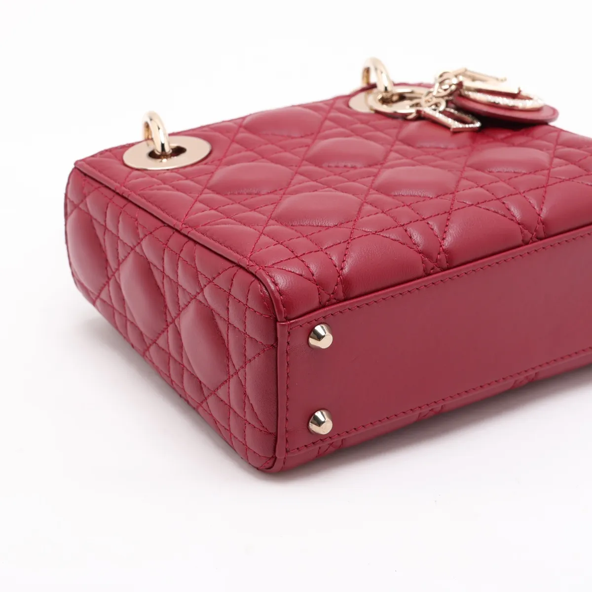 Cannage Lady Dior Mini Leather 2-Way Handbag Red Lucky Star — view 4