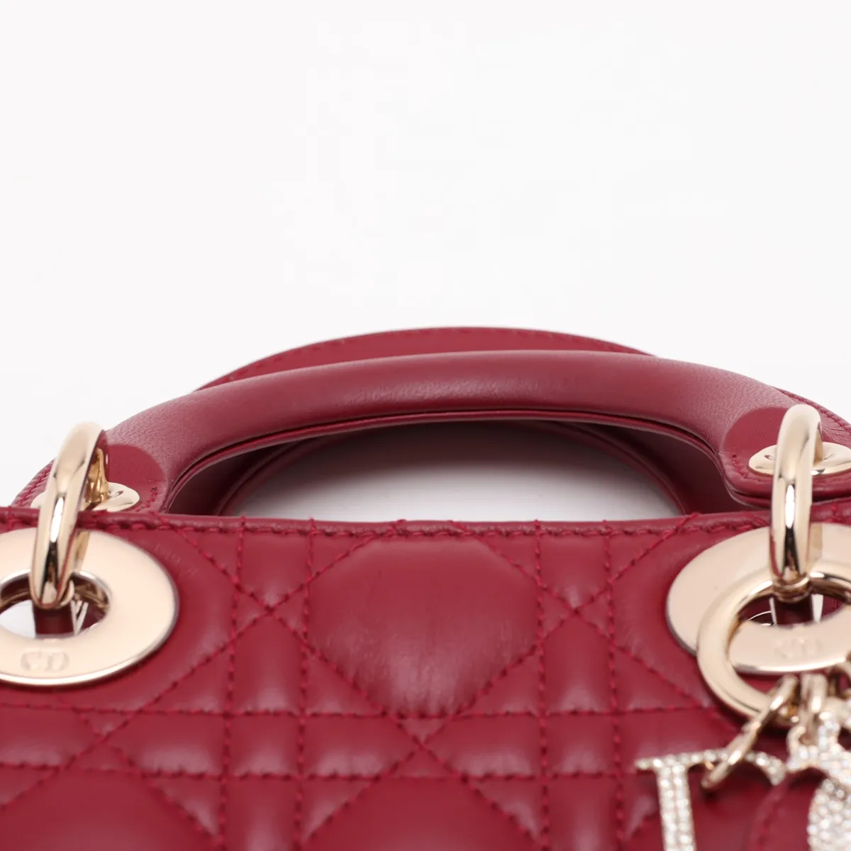 Cannage Lady Dior Mini Leather 2-Way Handbag Red Lucky Star — view 6