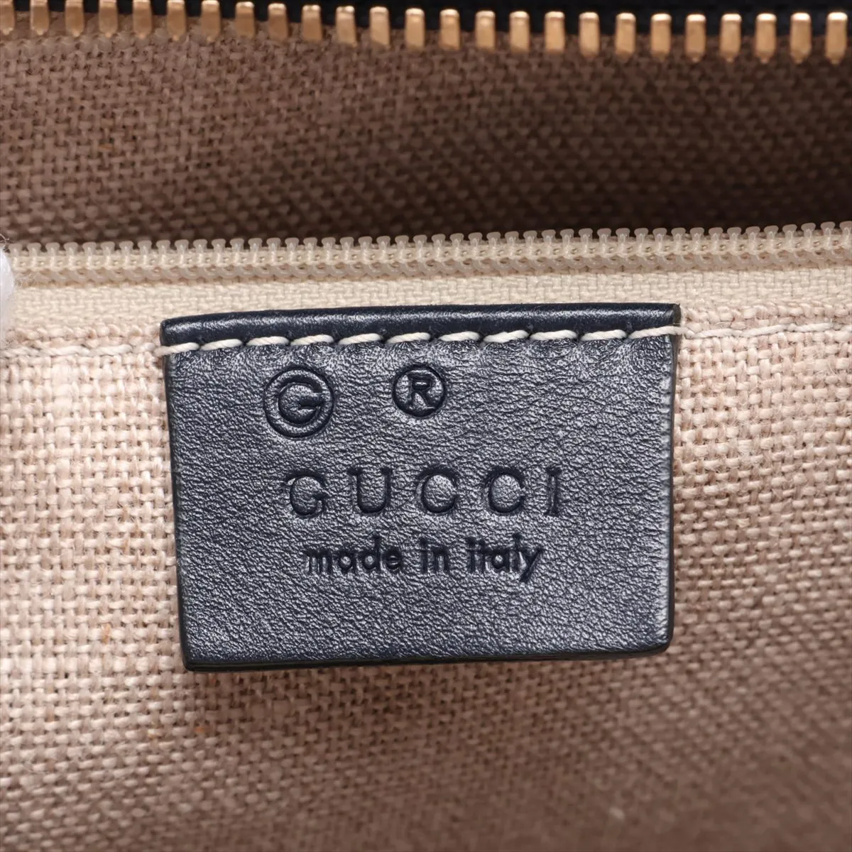 Microguccissima Leather Handbag, Navy, Outlet — view 11