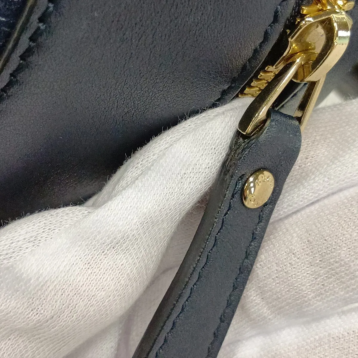 Microguccissima Leather Handbag, Navy, Outlet — view 13