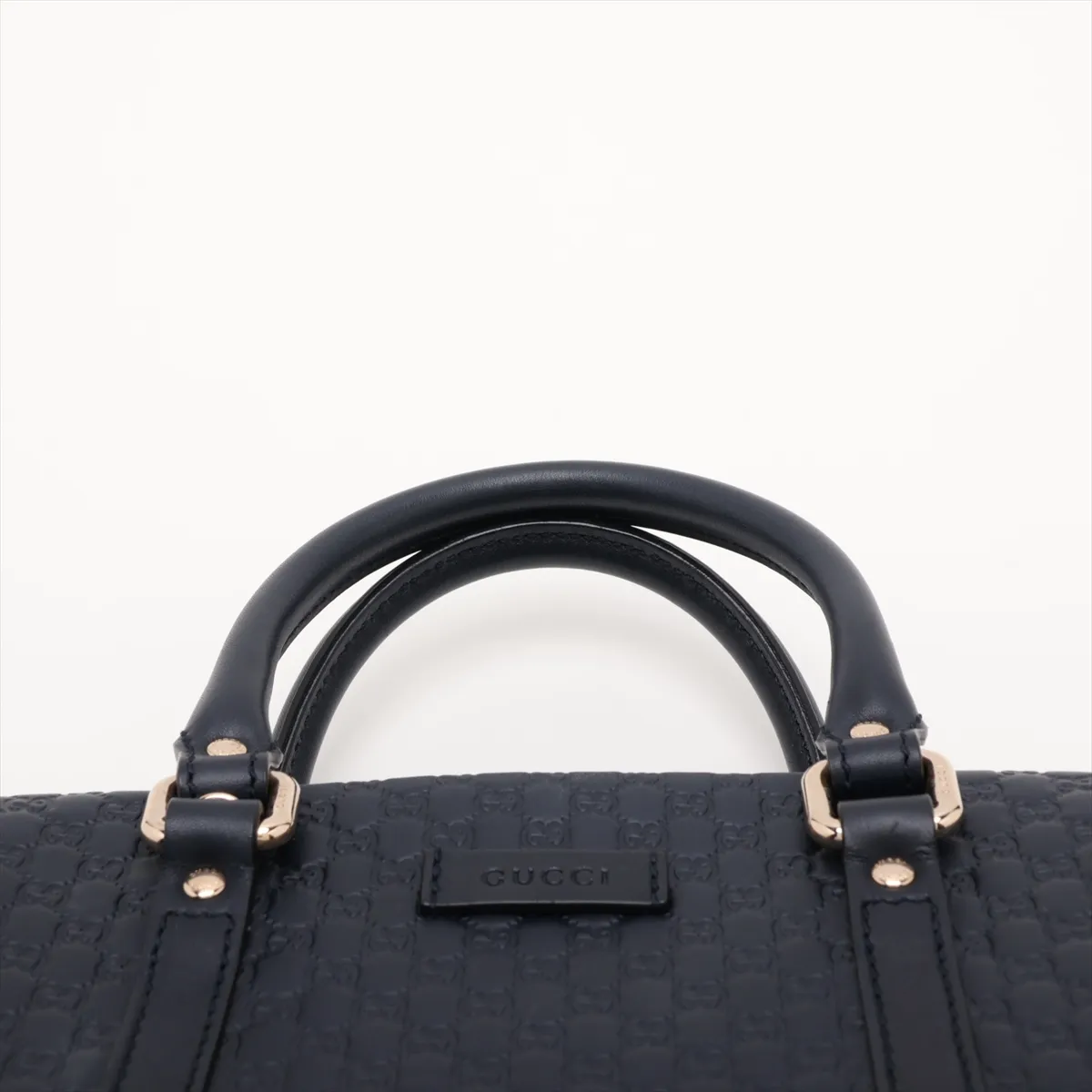 Microguccissima Leather Handbag, Navy, Outlet — view 6