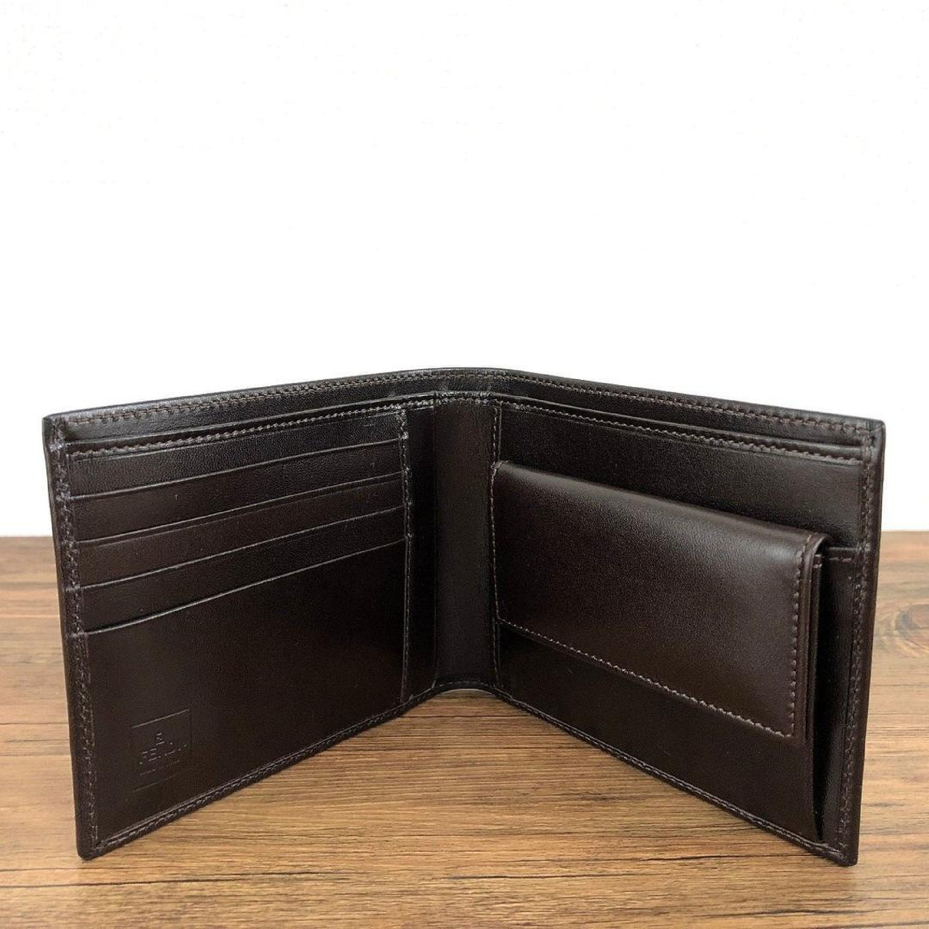 Brown Leather Bi-fold Wallet with Protective Seal, 31011, Box Included — view 3