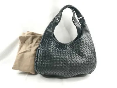 Intrecciato Bottega Veneta Campana Intrecciato One-Shoulder Bag Black Shoulder Bag