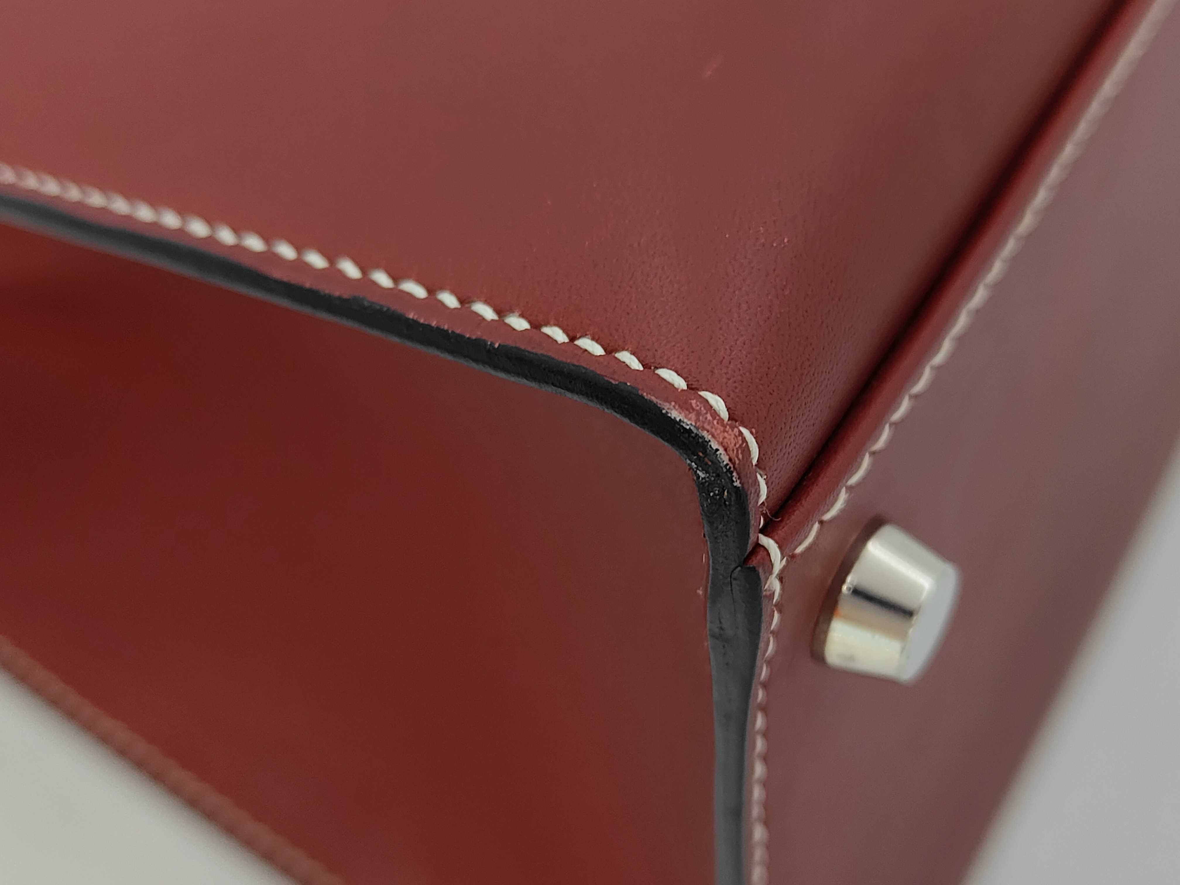 Chamonix Kelly 35 Rouge H Silver Hardware Strap Handbag — view 3