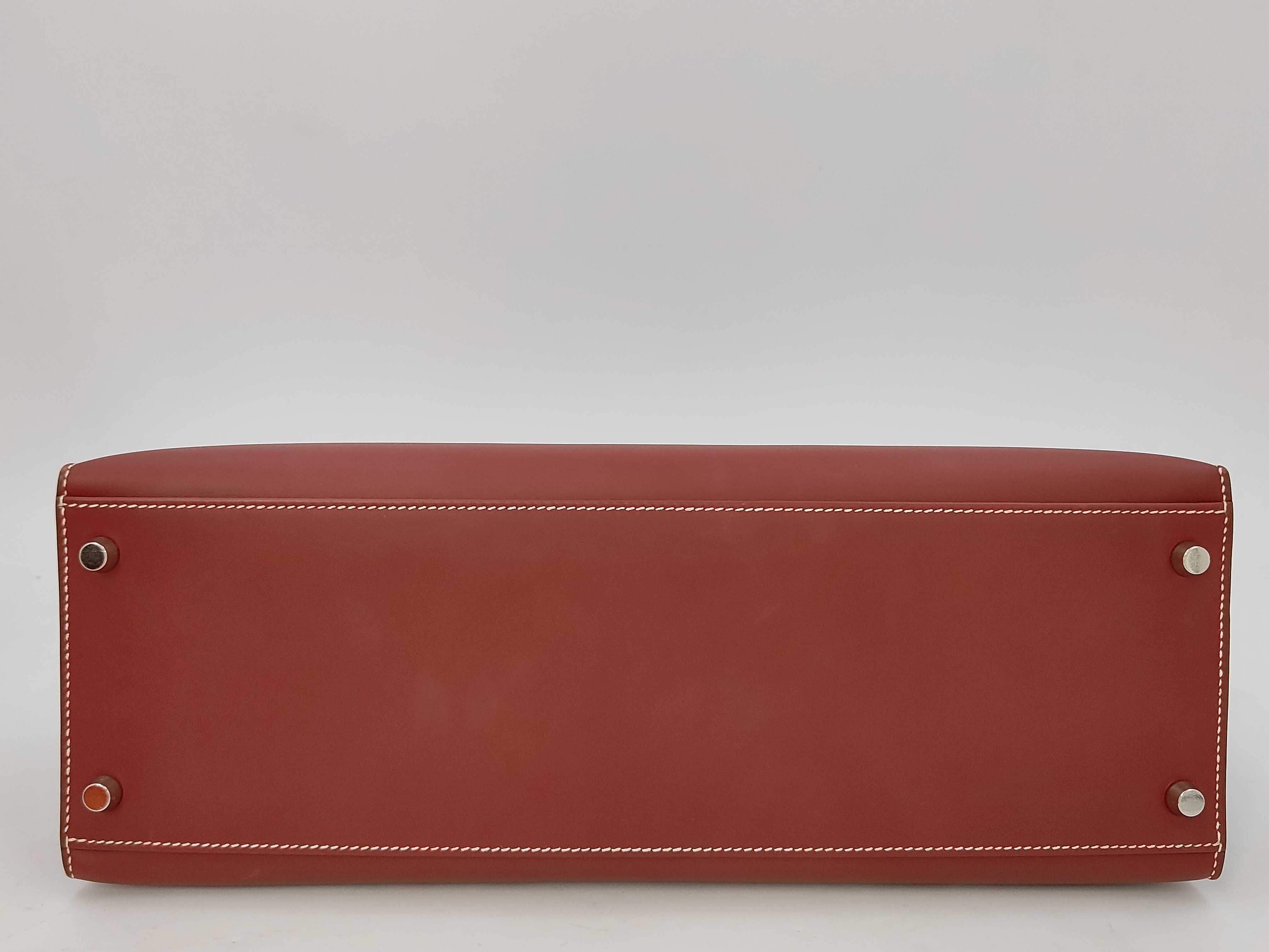 Chamonix Kelly 35 Rouge H Silver Hardware Strap Handbag — view 4