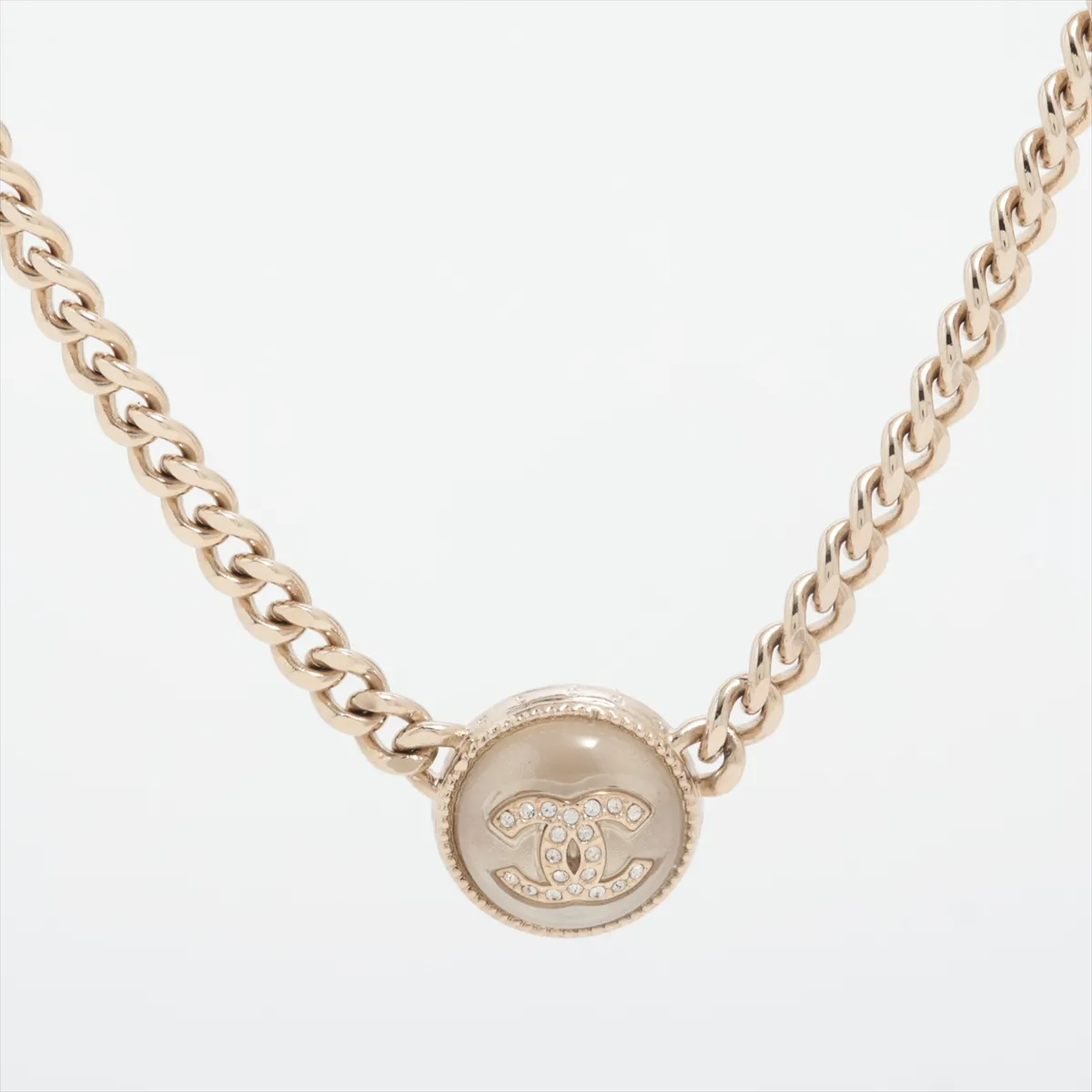 Coco Mark A22C Necklace, Resin x GP x Rhinestone, Gold,