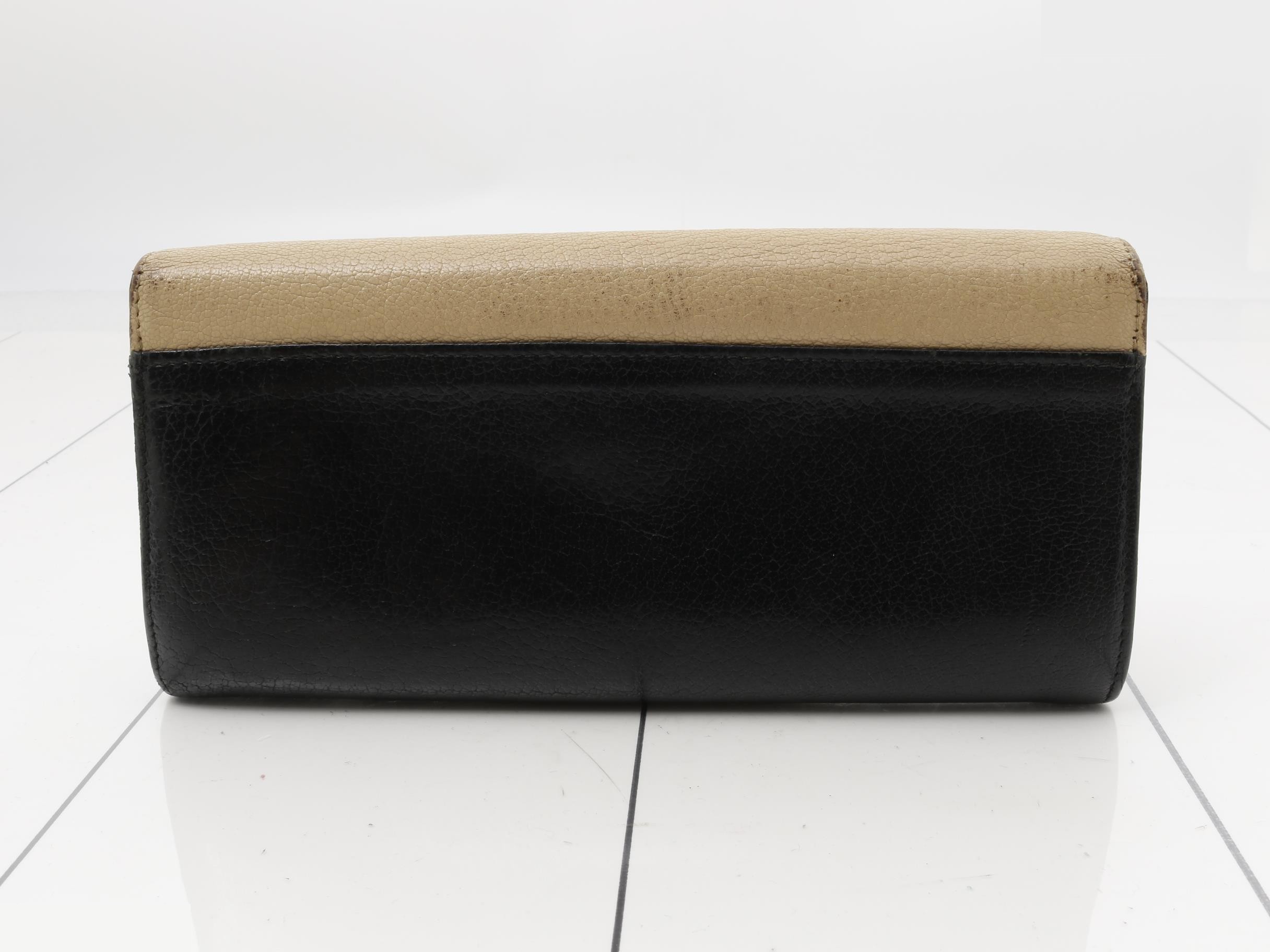 Bi-fold long wallet with coin purse, available in black/beige. — view 2