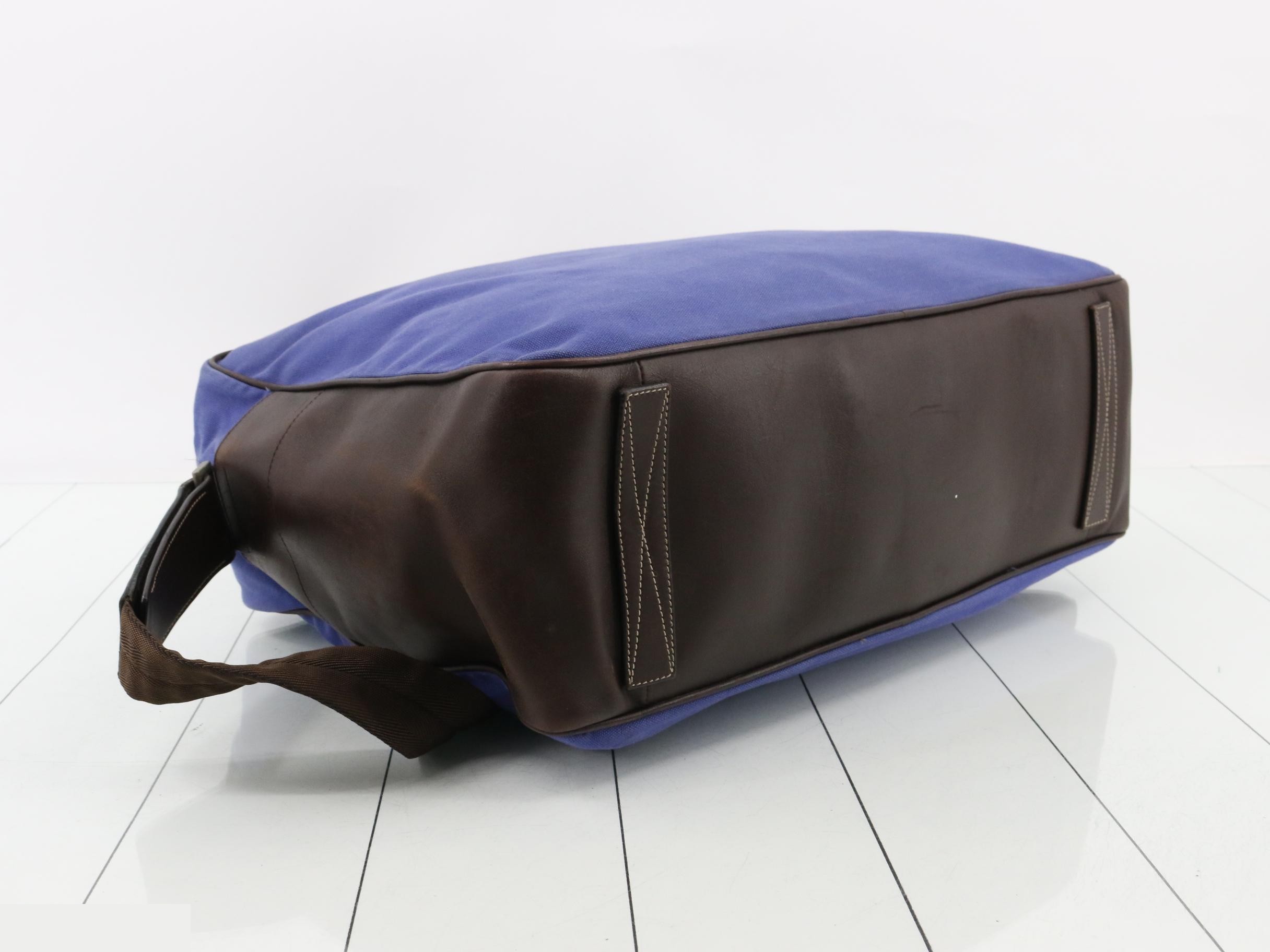 Leather and canvas combination 2-way Boston bag with shoulder strap — view 5