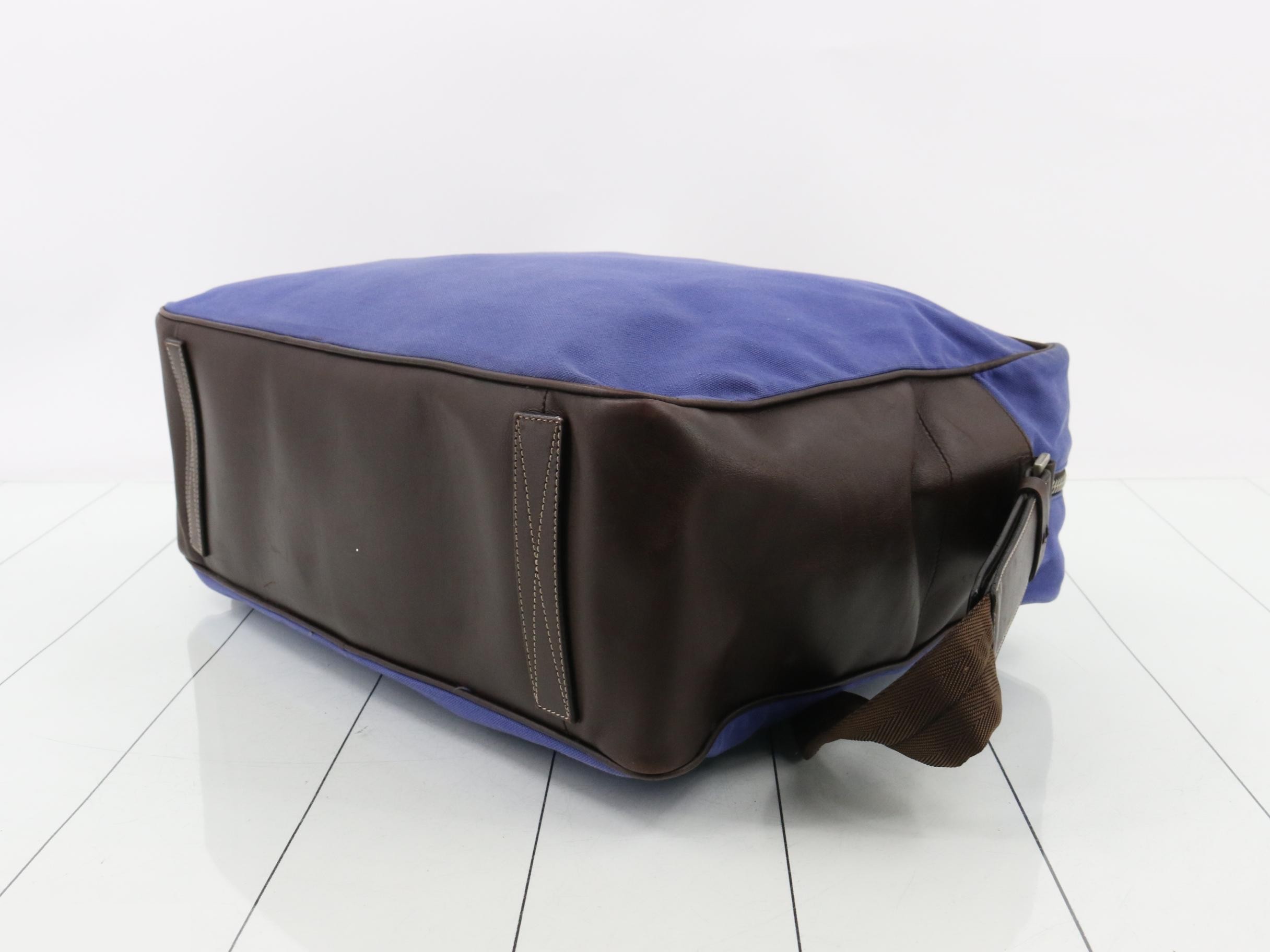 Leather and canvas combination 2-way Boston bag with shoulder strap — view 6