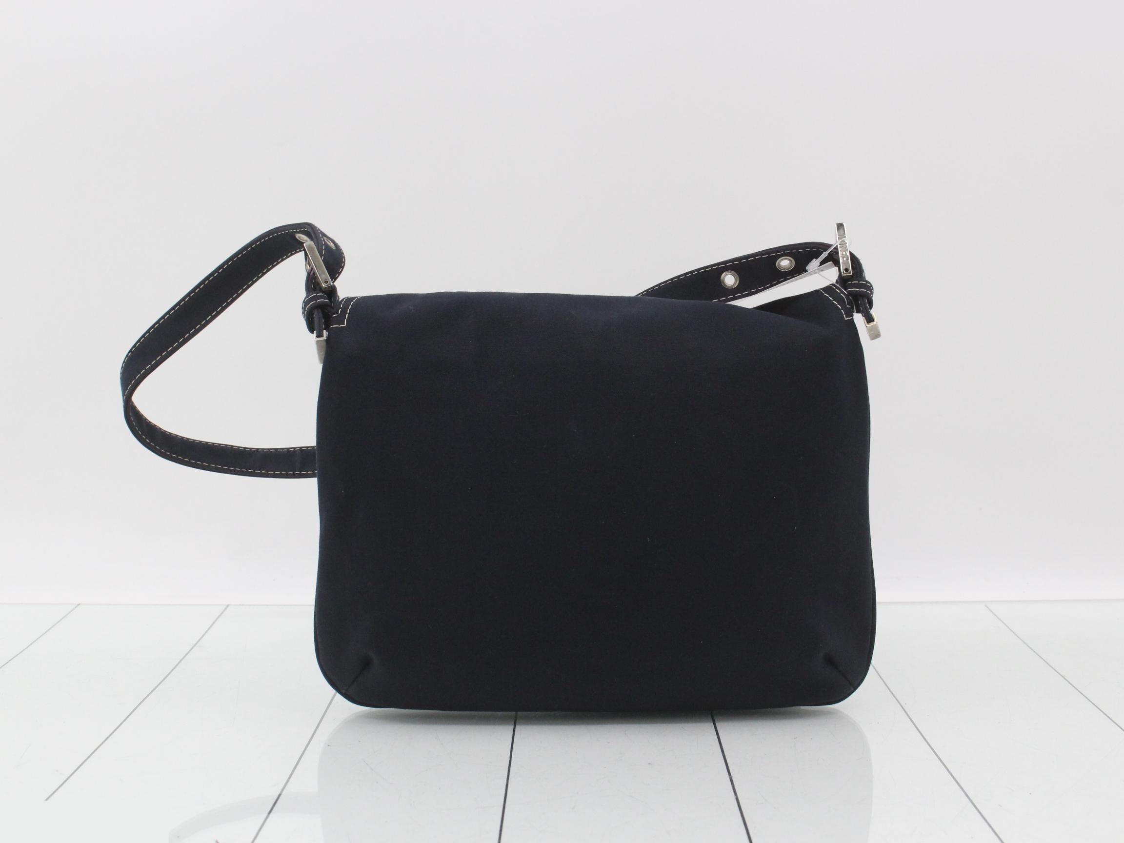 Shoulder bag, navy canvas — view 2