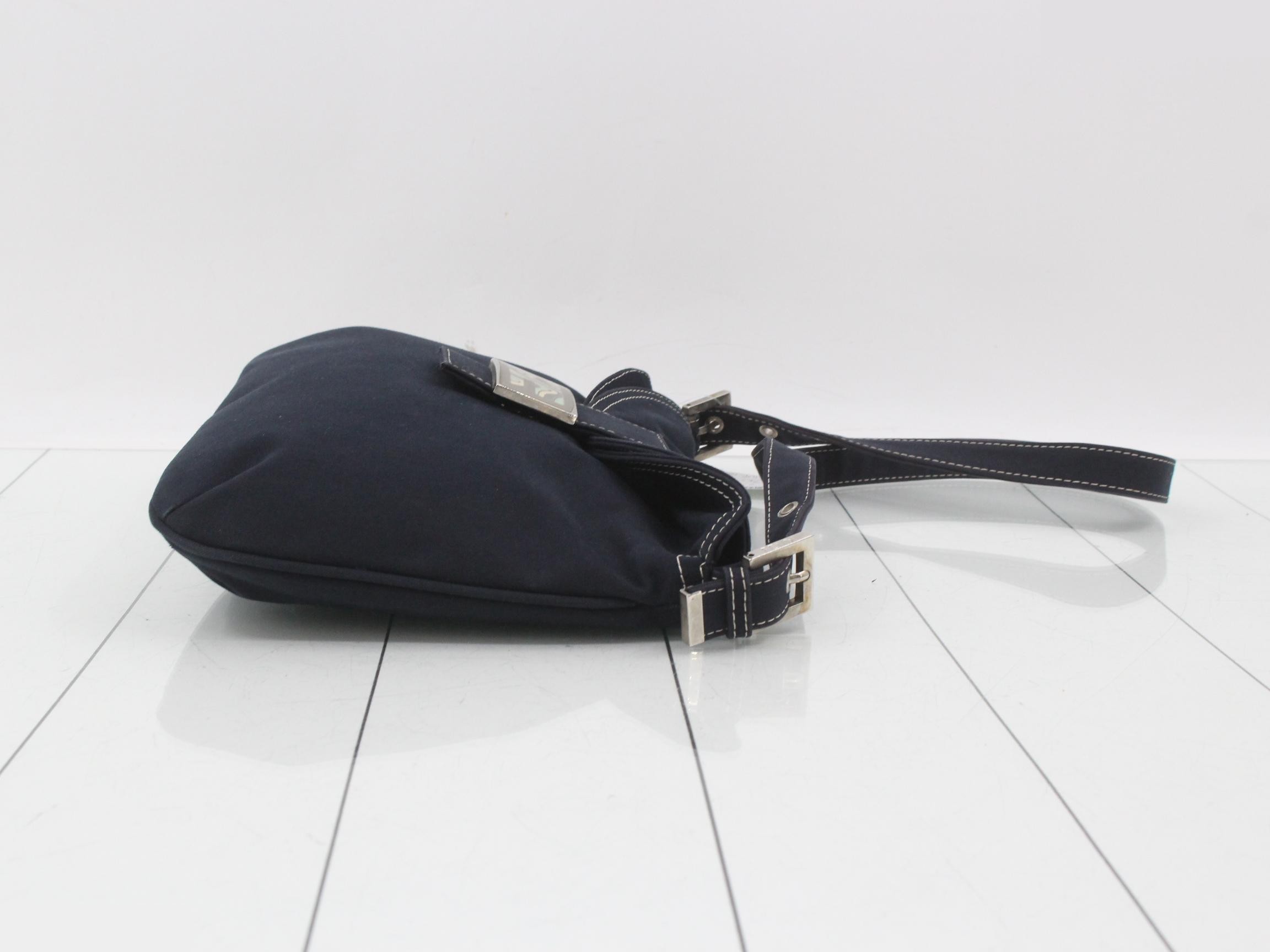 Shoulder bag, navy canvas — view 3