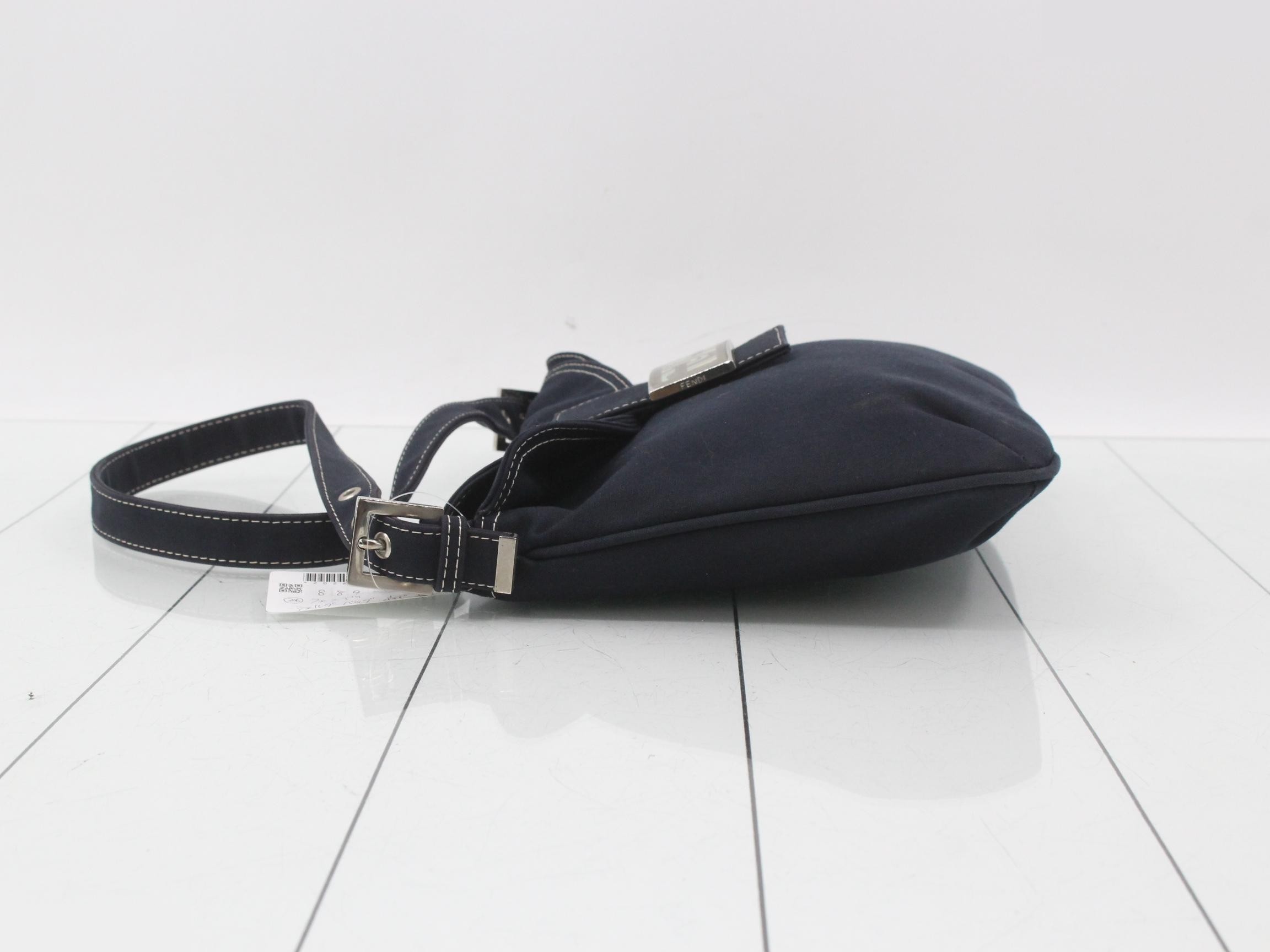 Shoulder bag, navy canvas — view 4