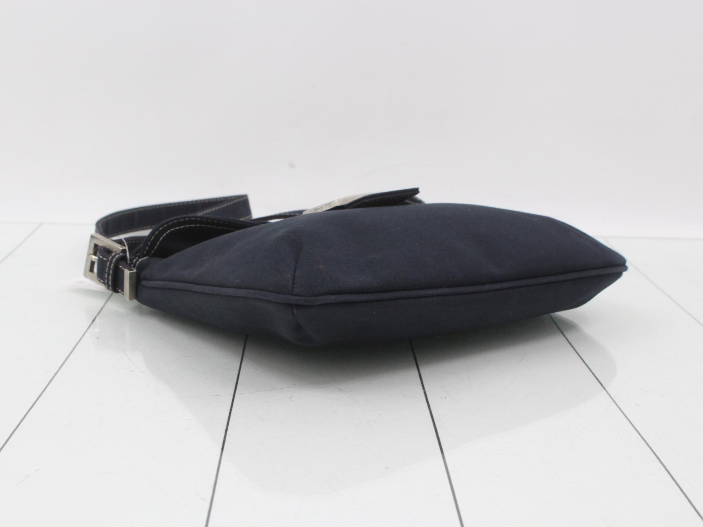 Shoulder bag, navy canvas — view 5