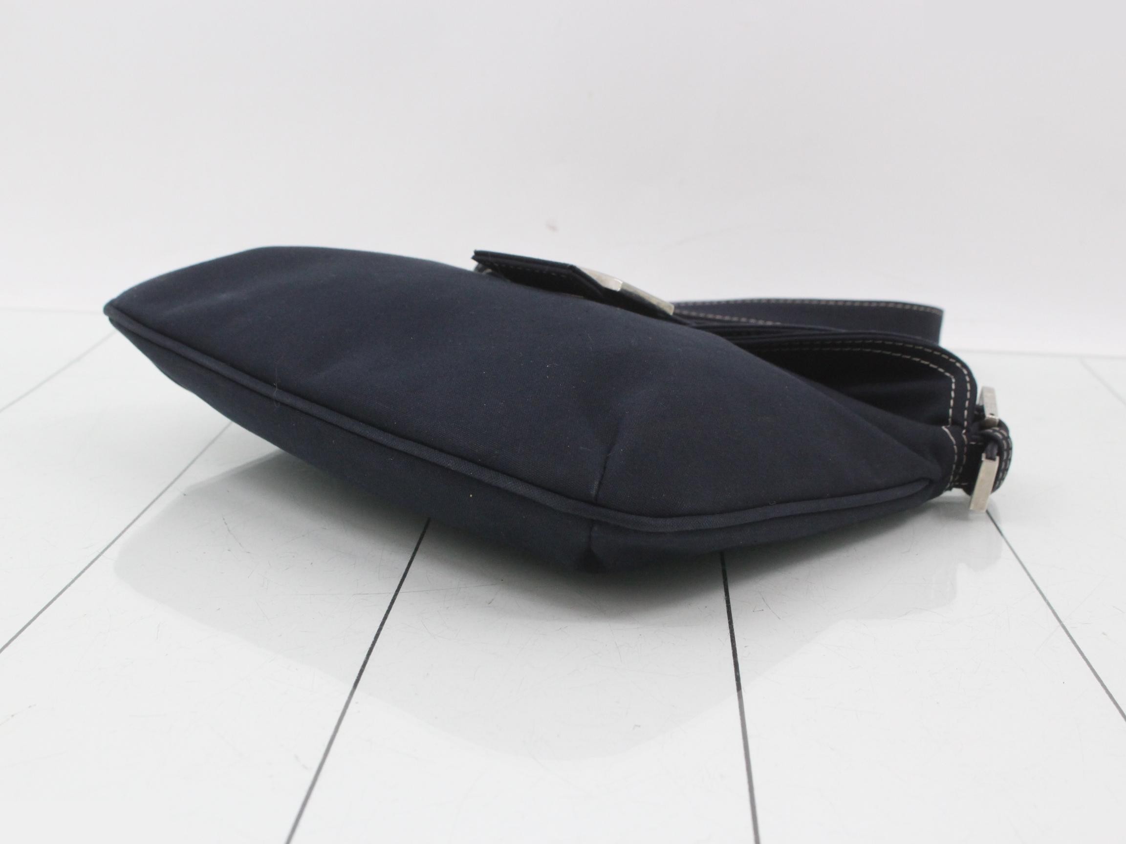 Shoulder bag, navy canvas — view 6