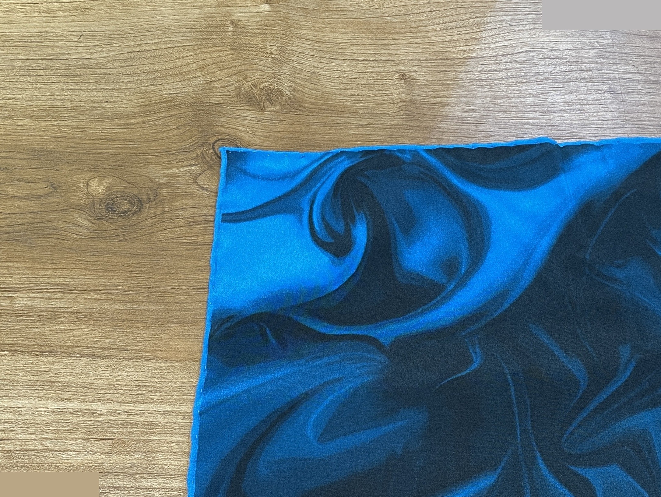 Silk scarf, blue/black marble pattern, 65 x 65 cm — view 7