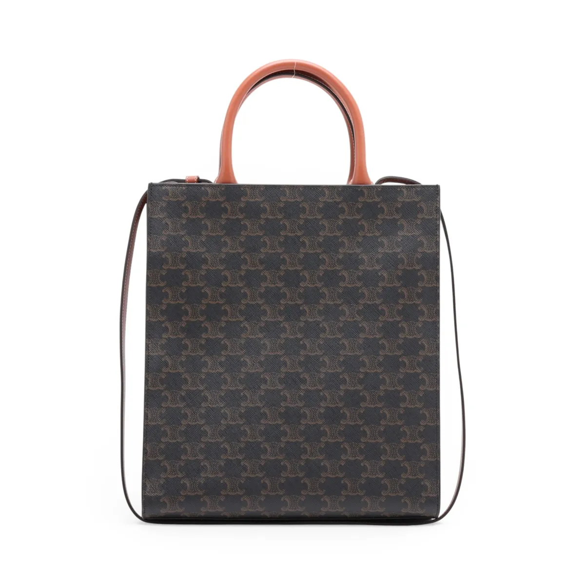 Triomphe Vertical Cabas PVC x Leather 2-Way Handbag Brown — view 2