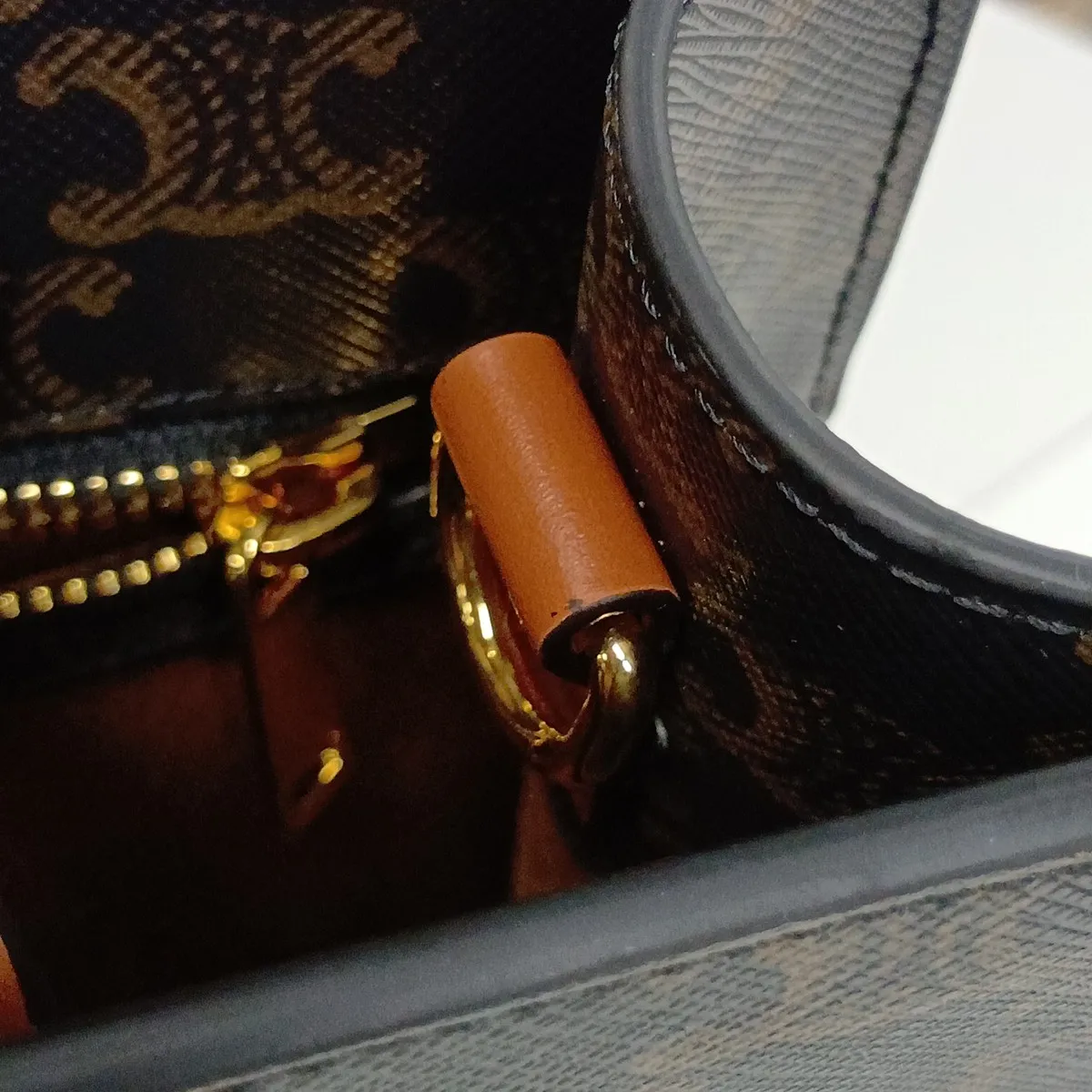 Triomphe Vertical Cabas PVC x Leather 2-Way Handbag Brown — view 12