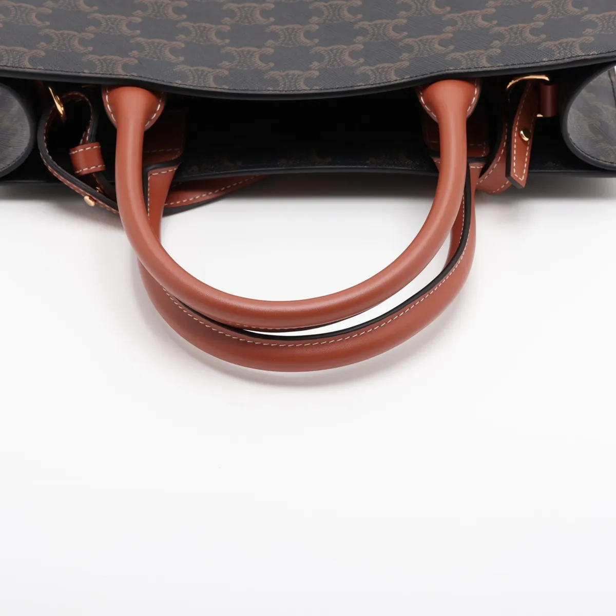 Triomphe Vertical Cabas PVC x Leather 2-Way Handbag Brown — view 5
