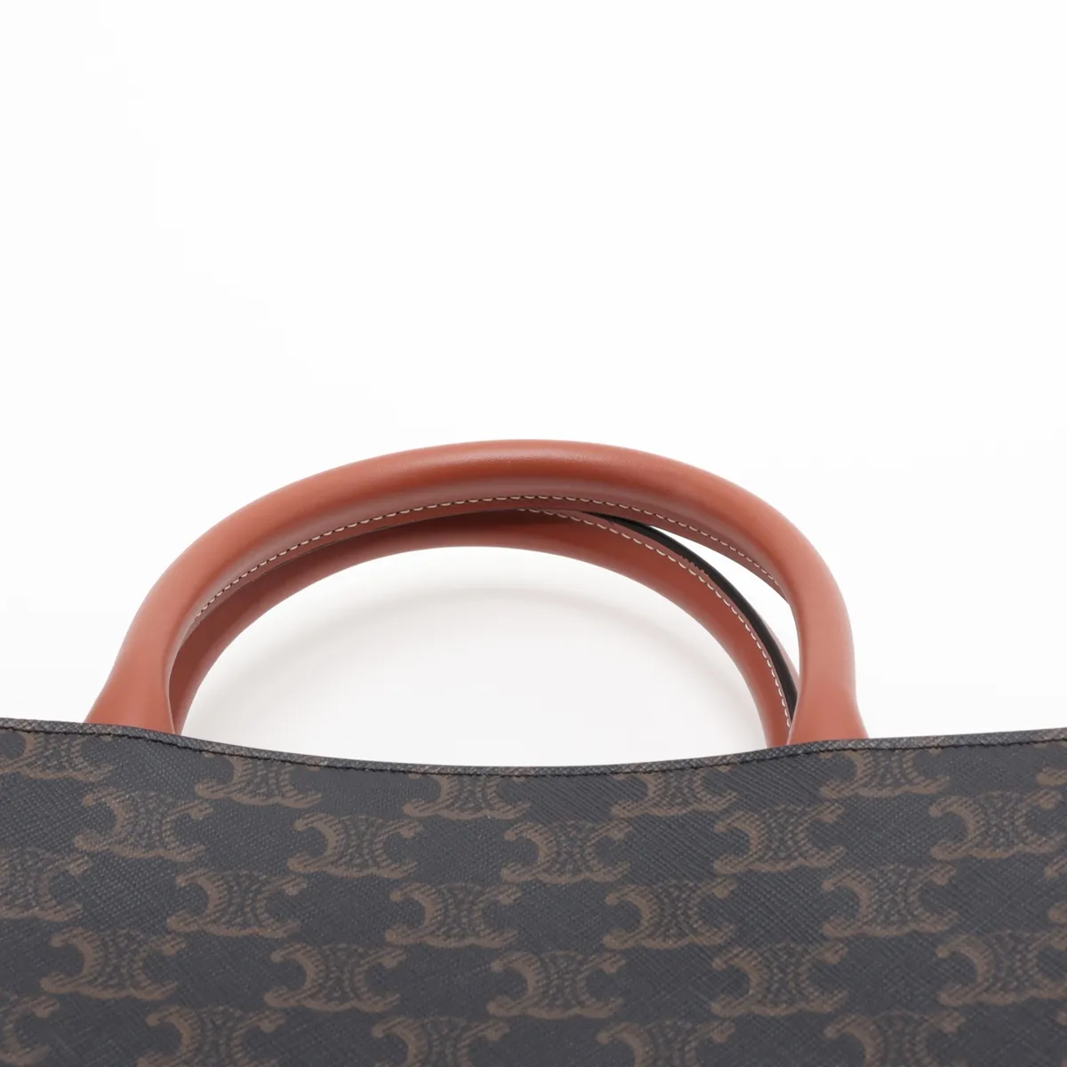 Triomphe Vertical Cabas PVC x Leather 2-Way Handbag Brown — view 6