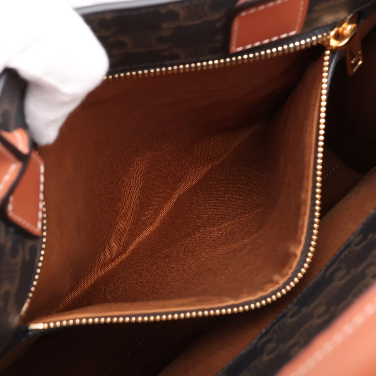 Triomphe Vertical Cabas PVC x Leather 2-Way Handbag Brown — view 9