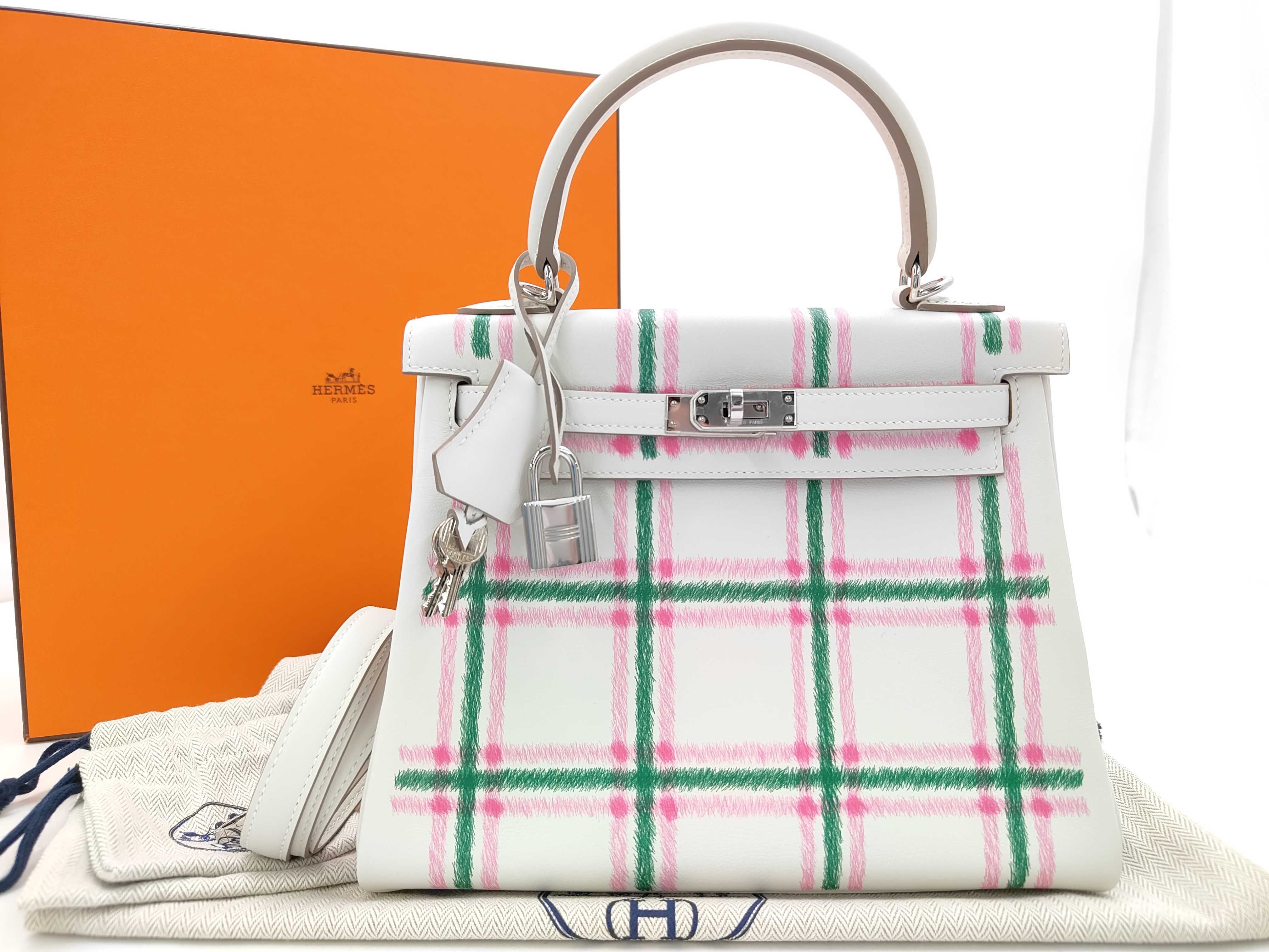 Kelly Tartan Light Swift Silver Hardware K Stamp Handbag